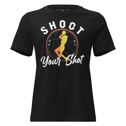 “Shoot Your Shot - Basketball” Black Motivational Women’s T-Shirt