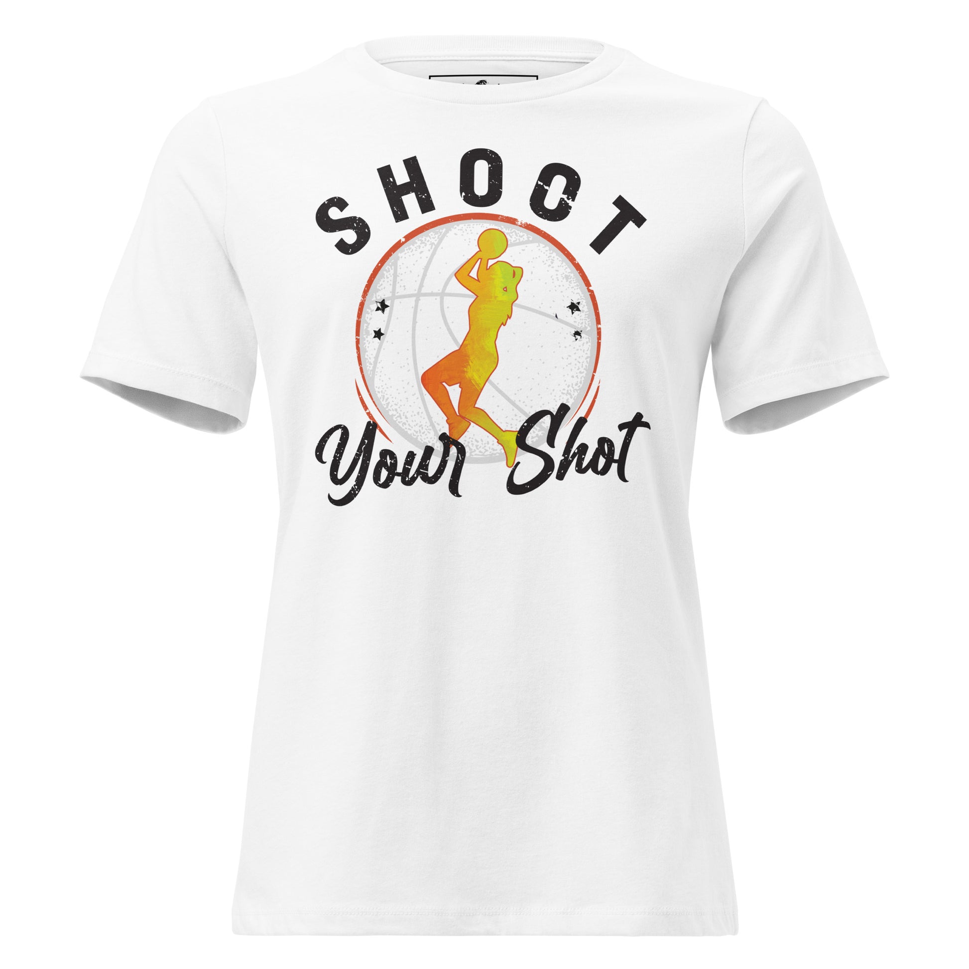 “Shoot Your Shot - Basketball” White Motivational Women’s T-Shirt