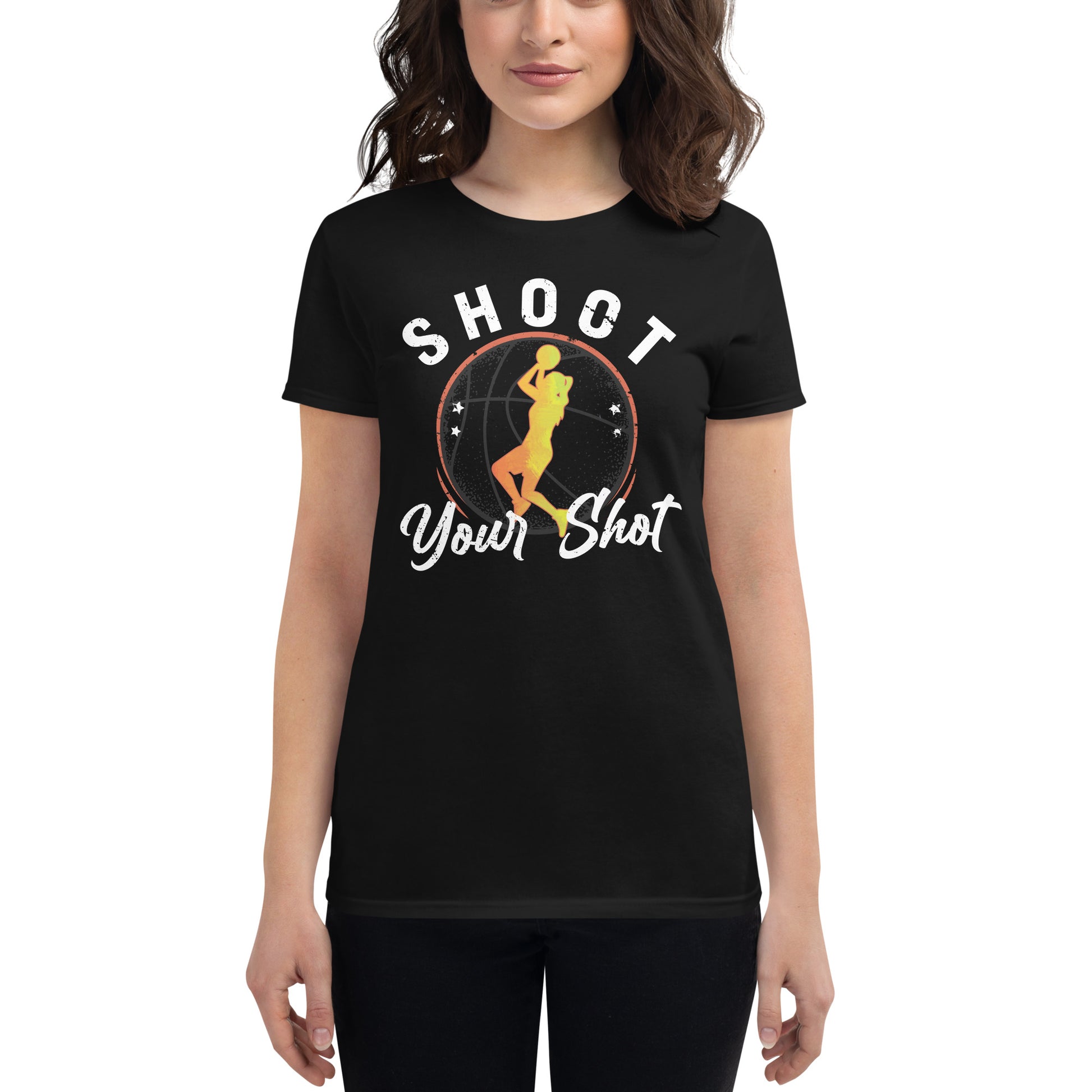Shoot Your Shot Basketball Women’s Motivational Black T-Shirt