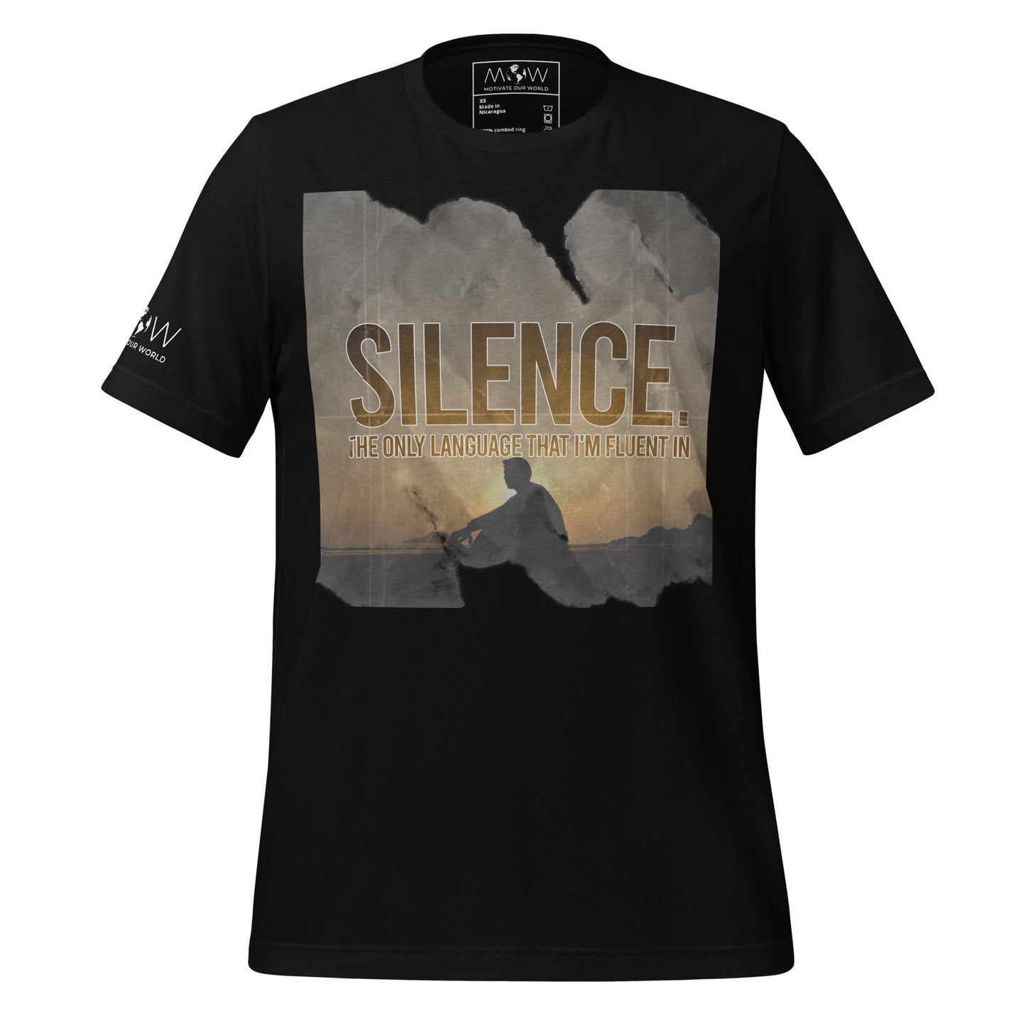 Silence – Sunset Reflection Edition Black Motivational Men's T-Shirt