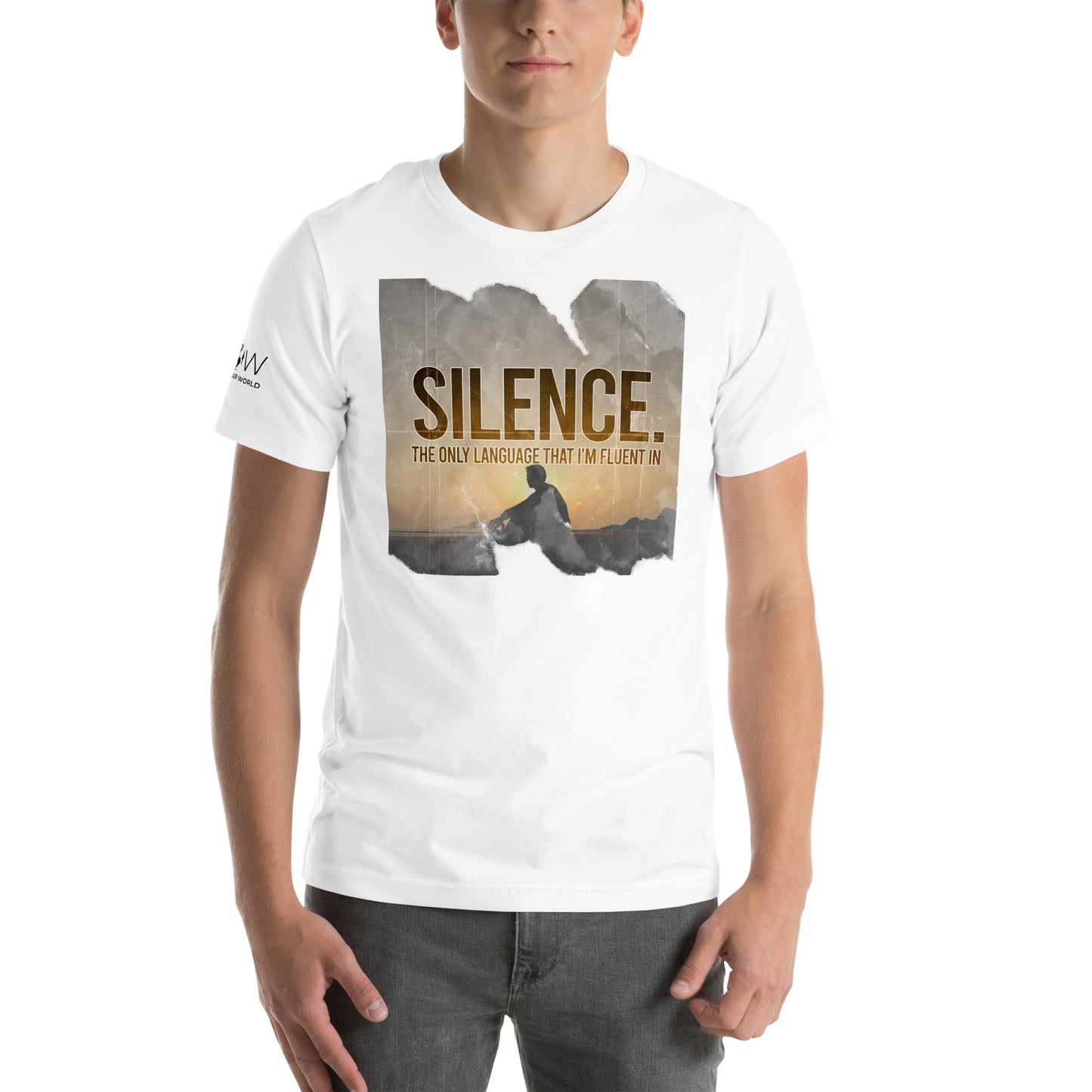 Silence – Sunset Reflection Edition White Motivational Men's T-Shirt