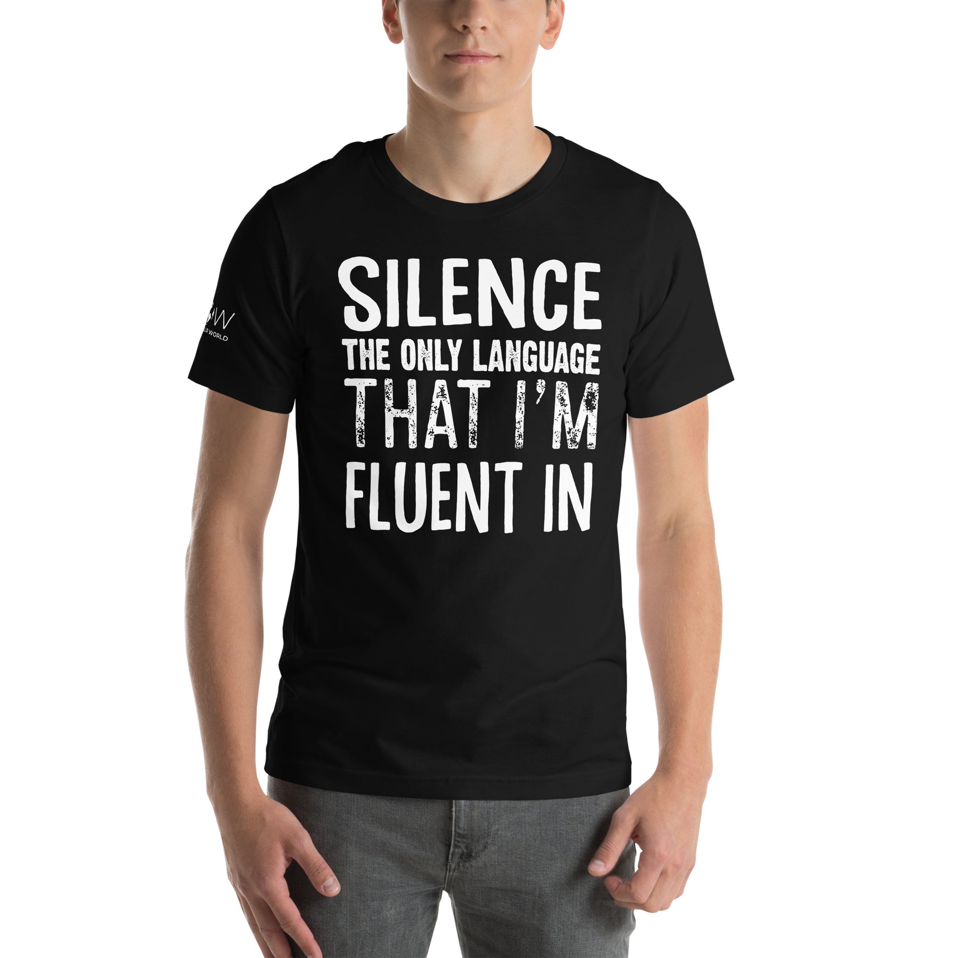 Silence – The Only Language That I'm Fluent In Black Motivational Men's T-Shirt Lifestyle