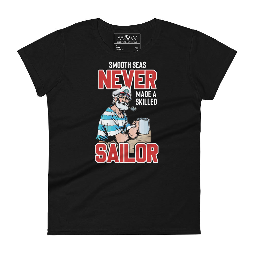 Skilled Sailor Women’s Motivational Black T-Shirt