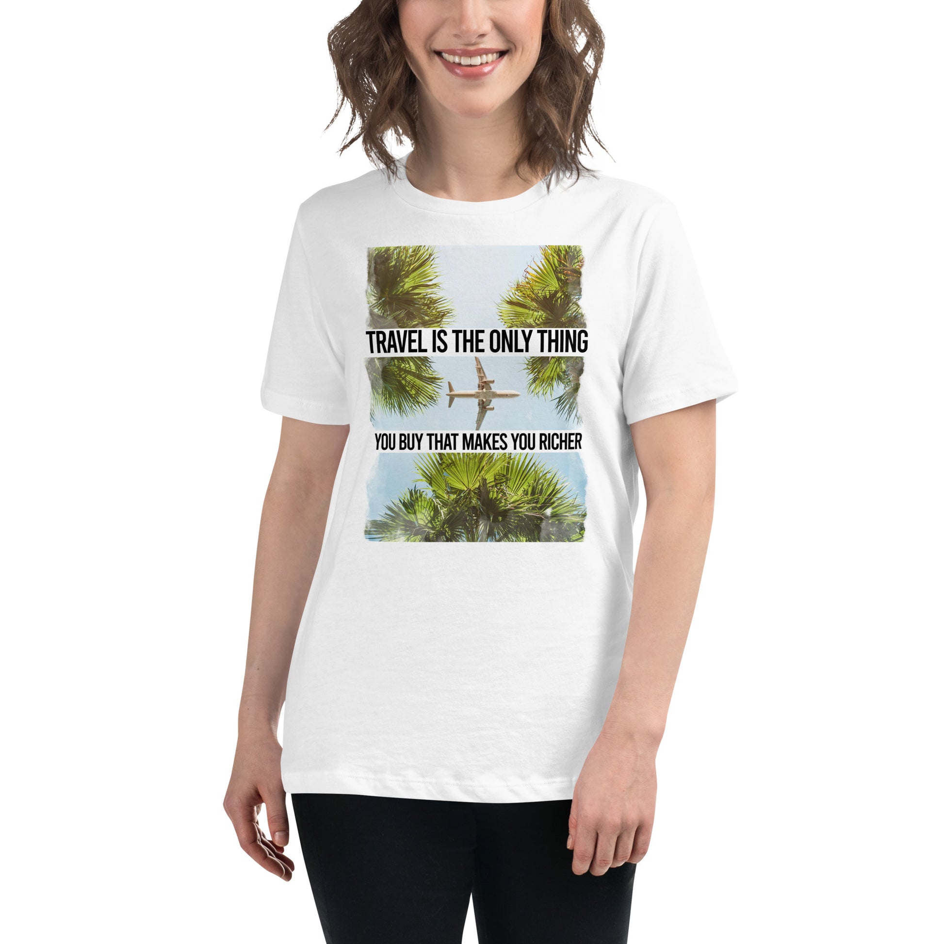 Sky’s the Limit (Tropical Flight Design) White Motivational Women’s T-Shirt Lifestyle
