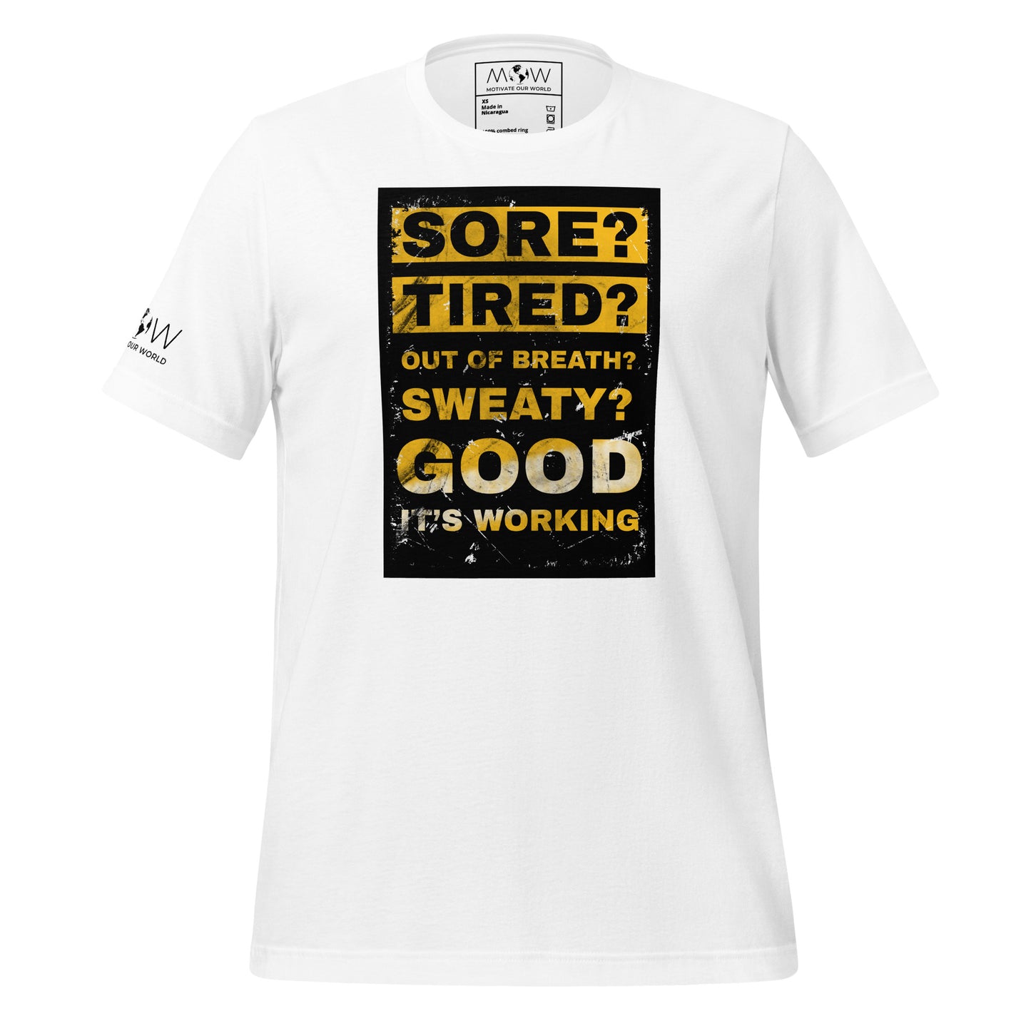 Sore? Tired? Good It's Working Men's Motivational White T-Shirt