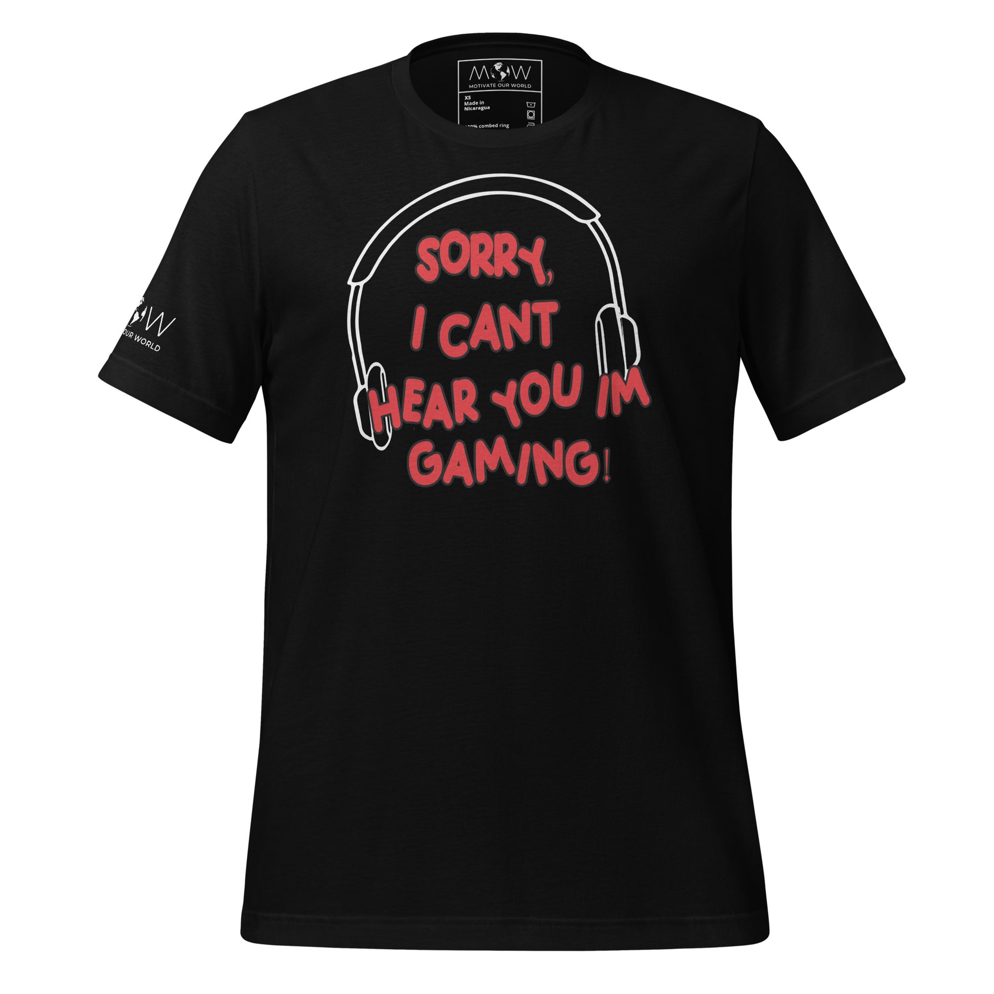 Sorry, Can’t Hear You I’m Gaming Black Motivational Men's T-Shirt