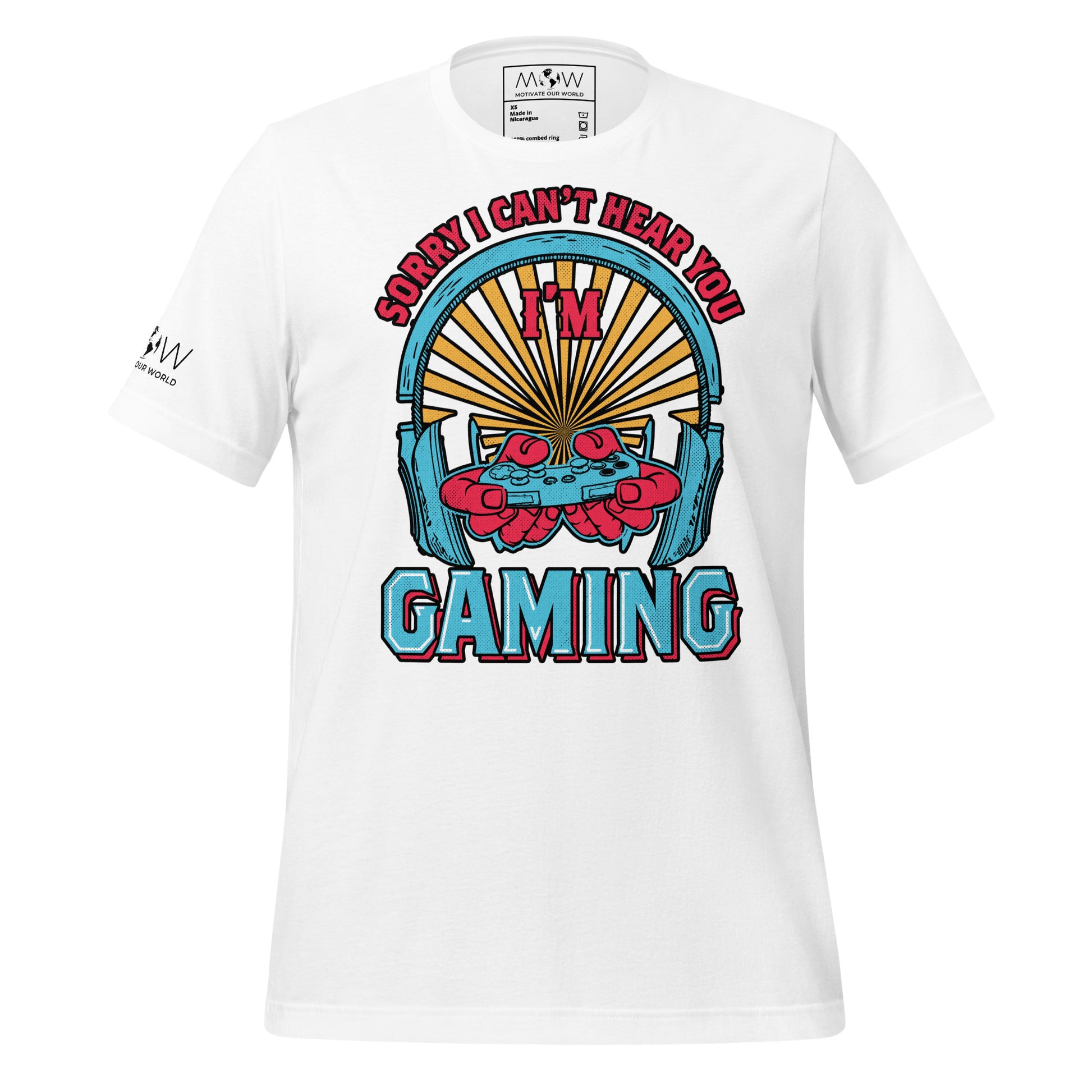 Sorry I Can’t Hear You, I’m Gaming - Retro Color White Motivational Men's T-Shirt