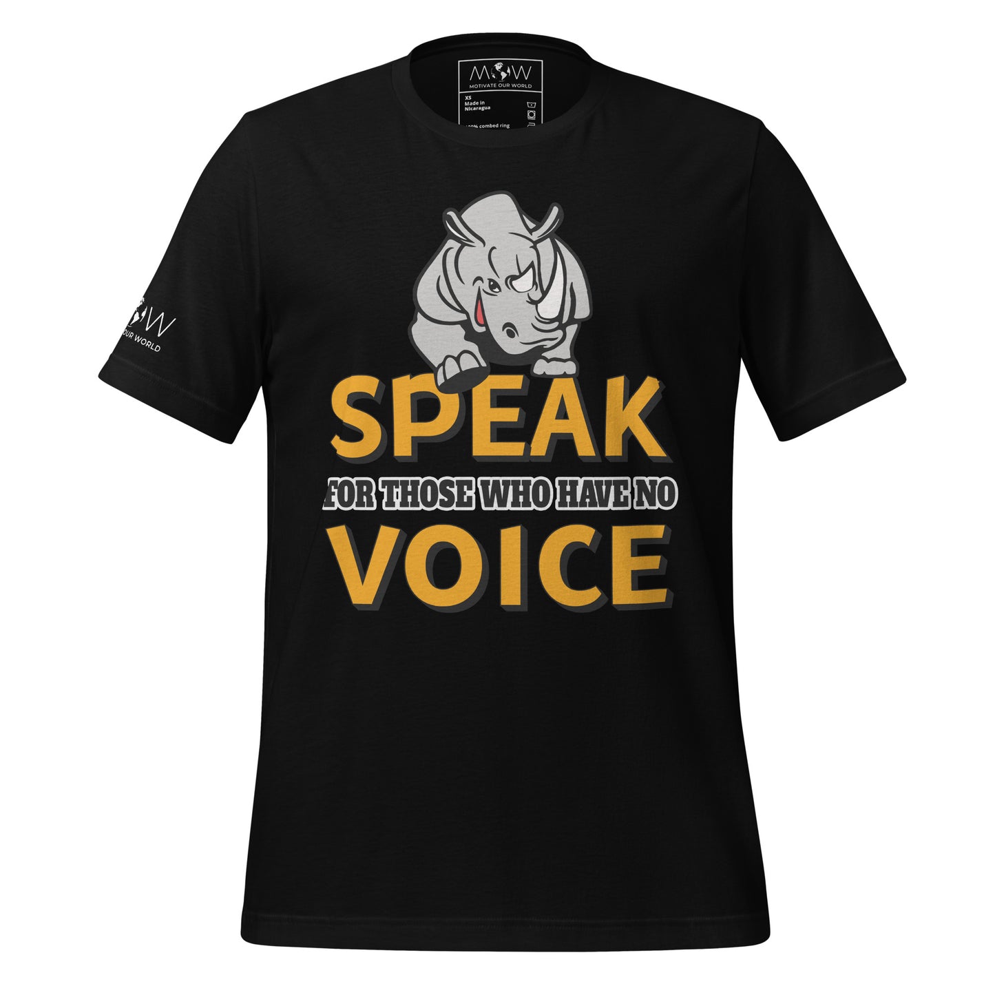 Speak for Those Who Have No Voice - Determined Rhino Black Motivational Men's T-Shirt