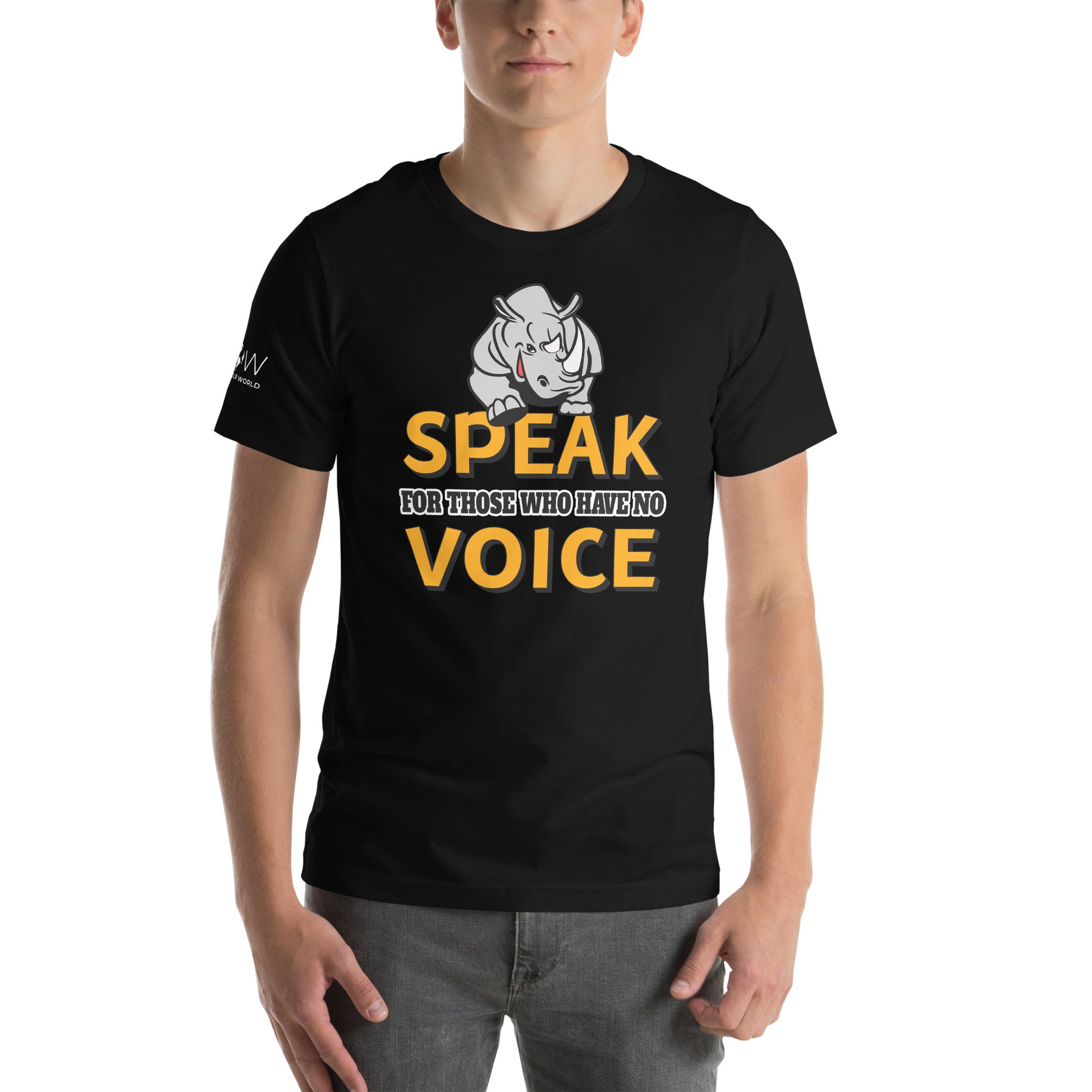 Speak for Those Who Have No Voice - Determined Rhino Black Motivational Men's T-Shirt
