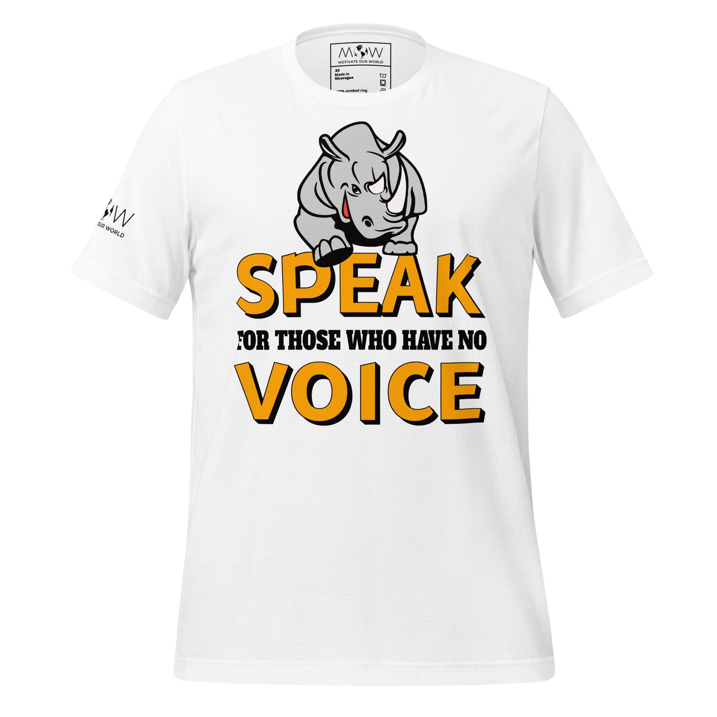 Speak for Those Who Have No Voice - Determined Rhino White Motivational Men's T-Shirt