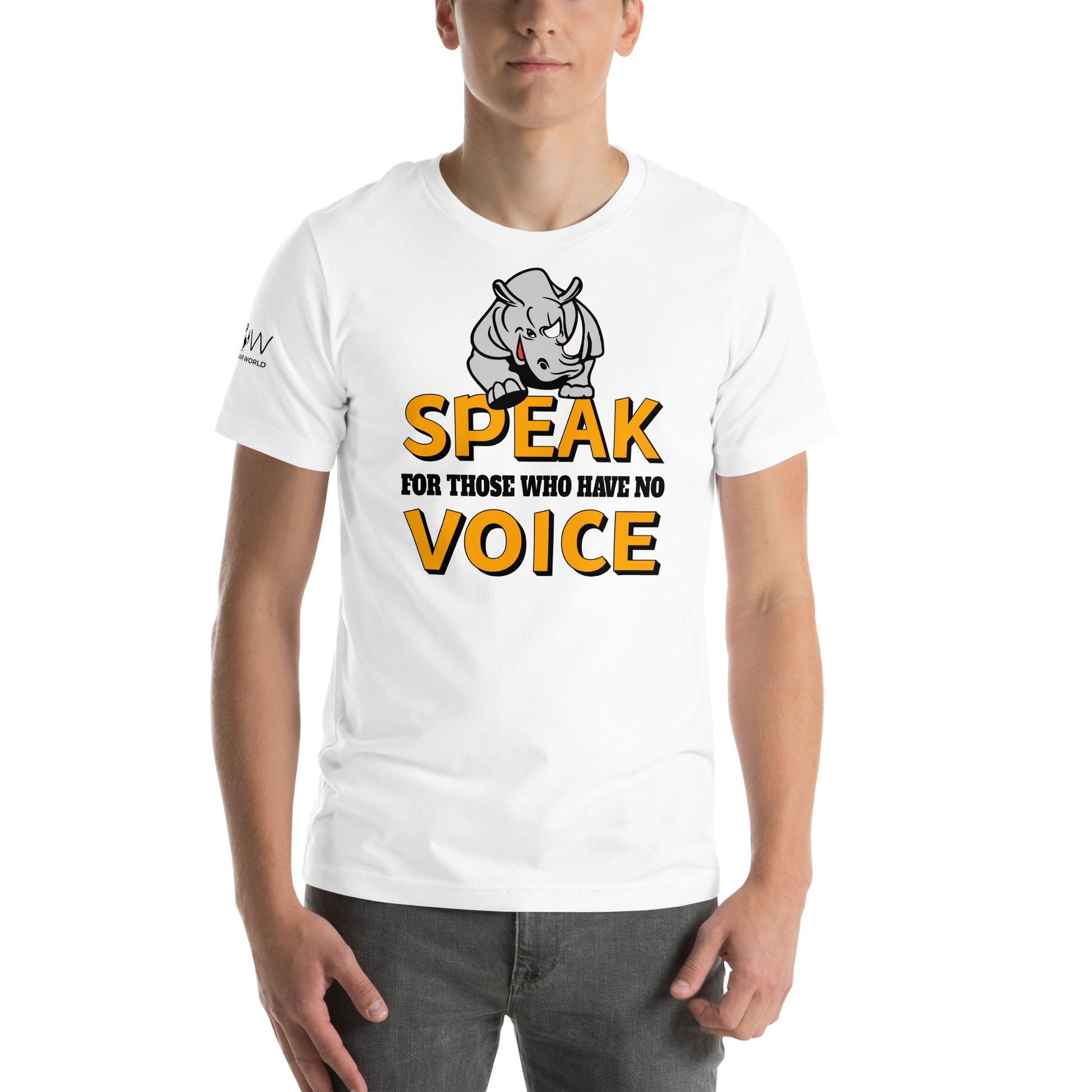 Speak for Those Who Have No Voice - Determined Rhino White Motivational Men's T-Shirt