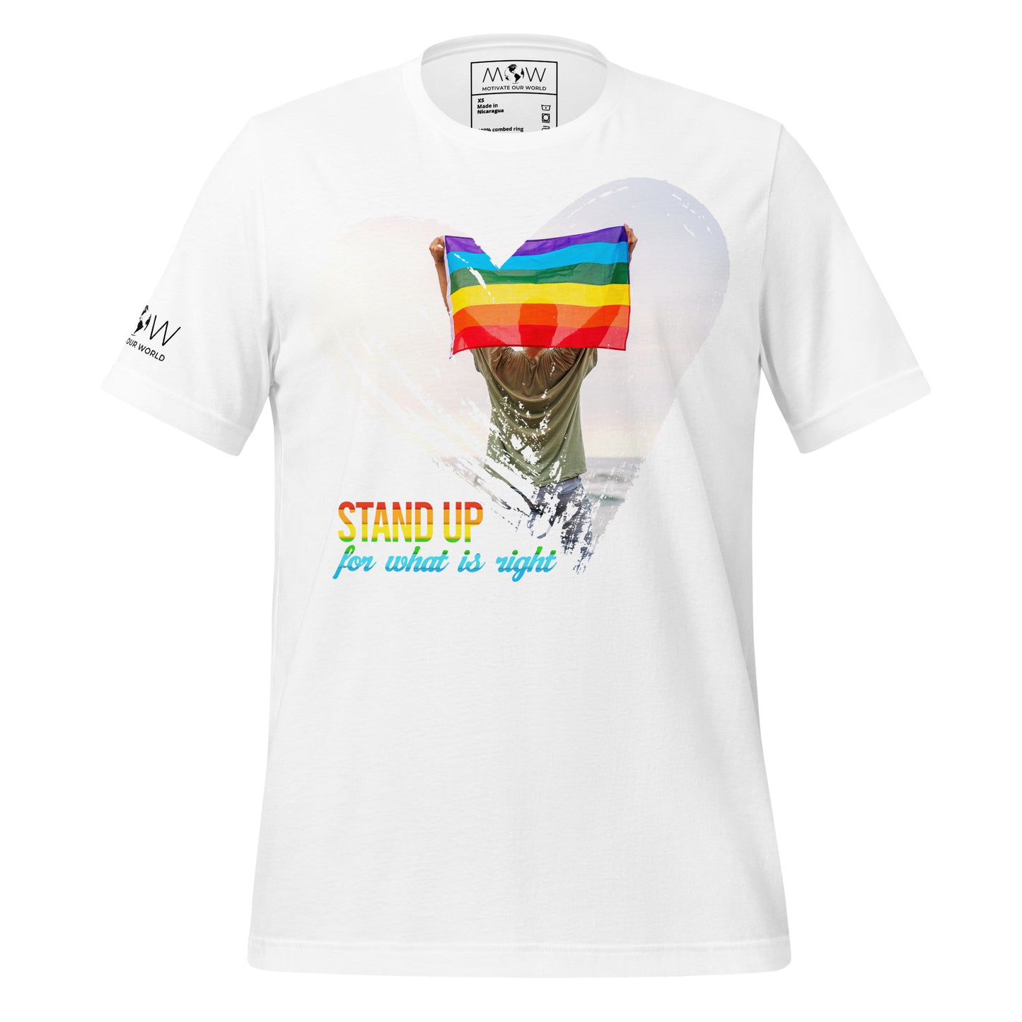 Stand Up for What Is Right - Pride Heart Edition White Motivational Men's T-Shirt