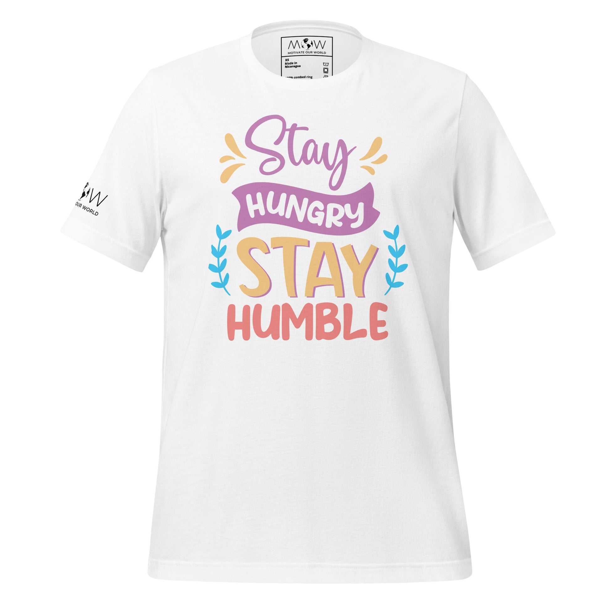 Stay Hungry Stay Humble Men's Motivational White T-Shirt