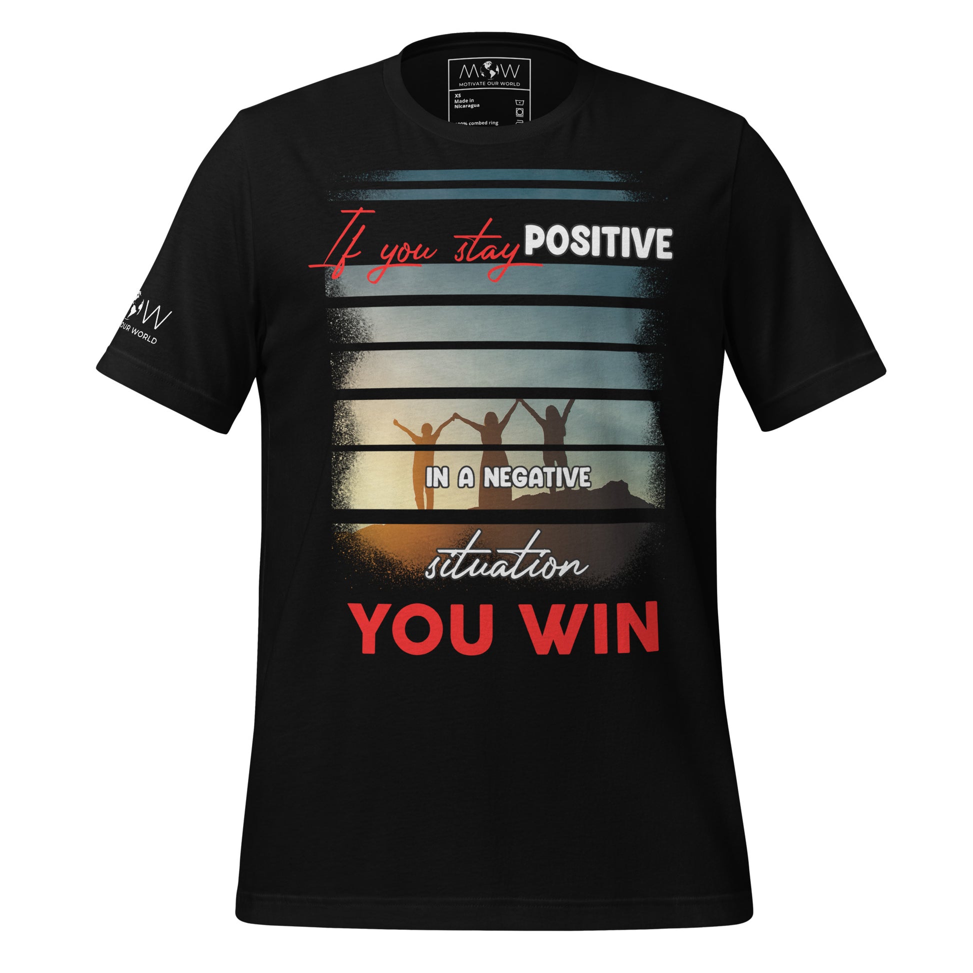 Stay Positive, You Win – Horizon Strength Edition Black Motivational Men's T-Shirt