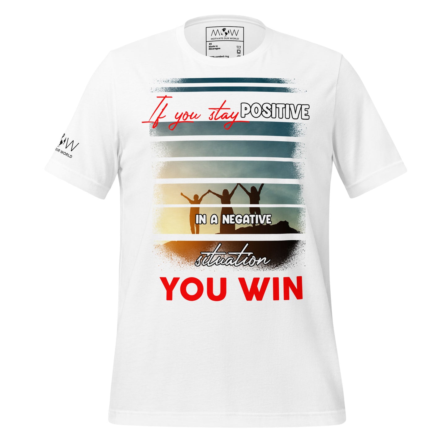 Stay Positive, You Win – Horizon Strength Edition White Motivational Men's T-Shirt