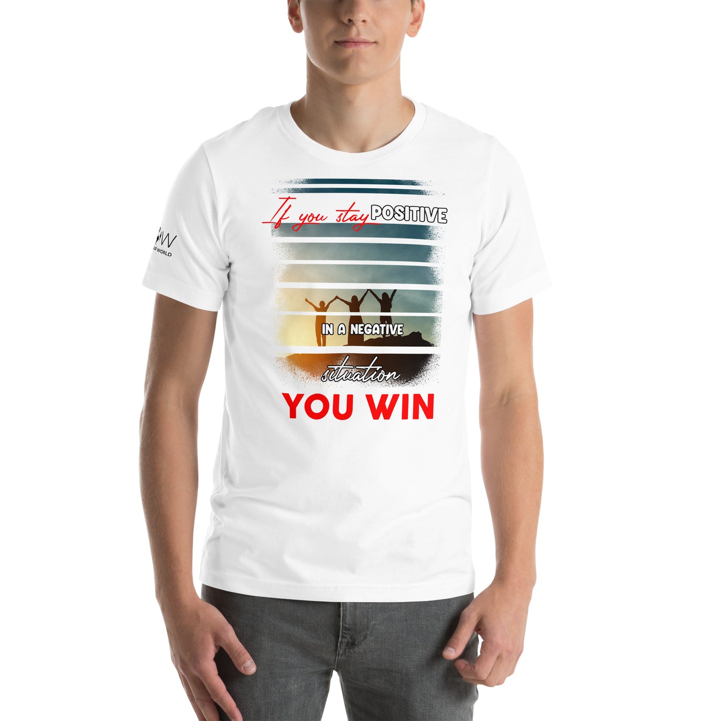 Stay Positive, You Win – Horizon Strength Edition White Motivational Men's T-Shirt