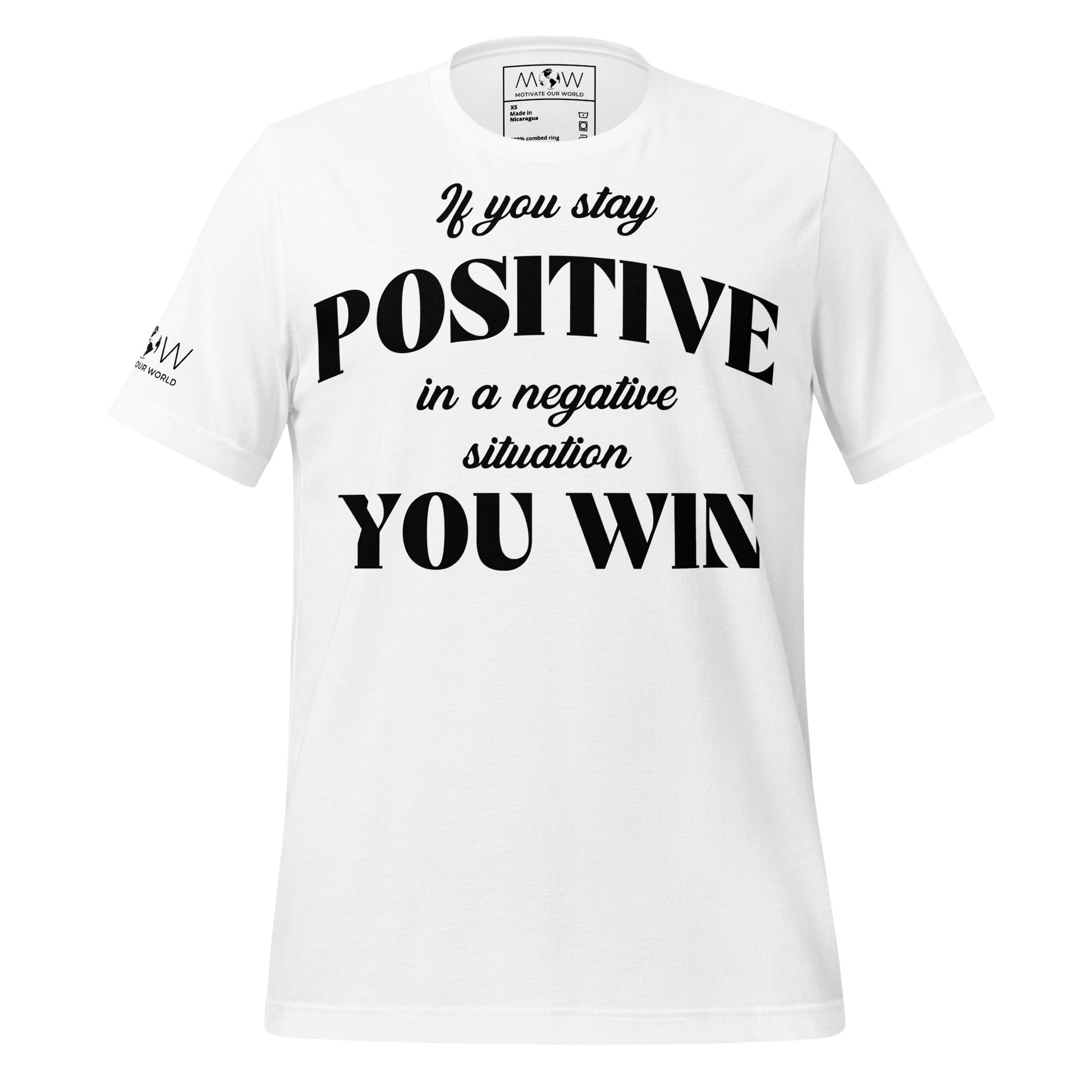 Stay Positive, You Win White Motivational Men's T-Shirt