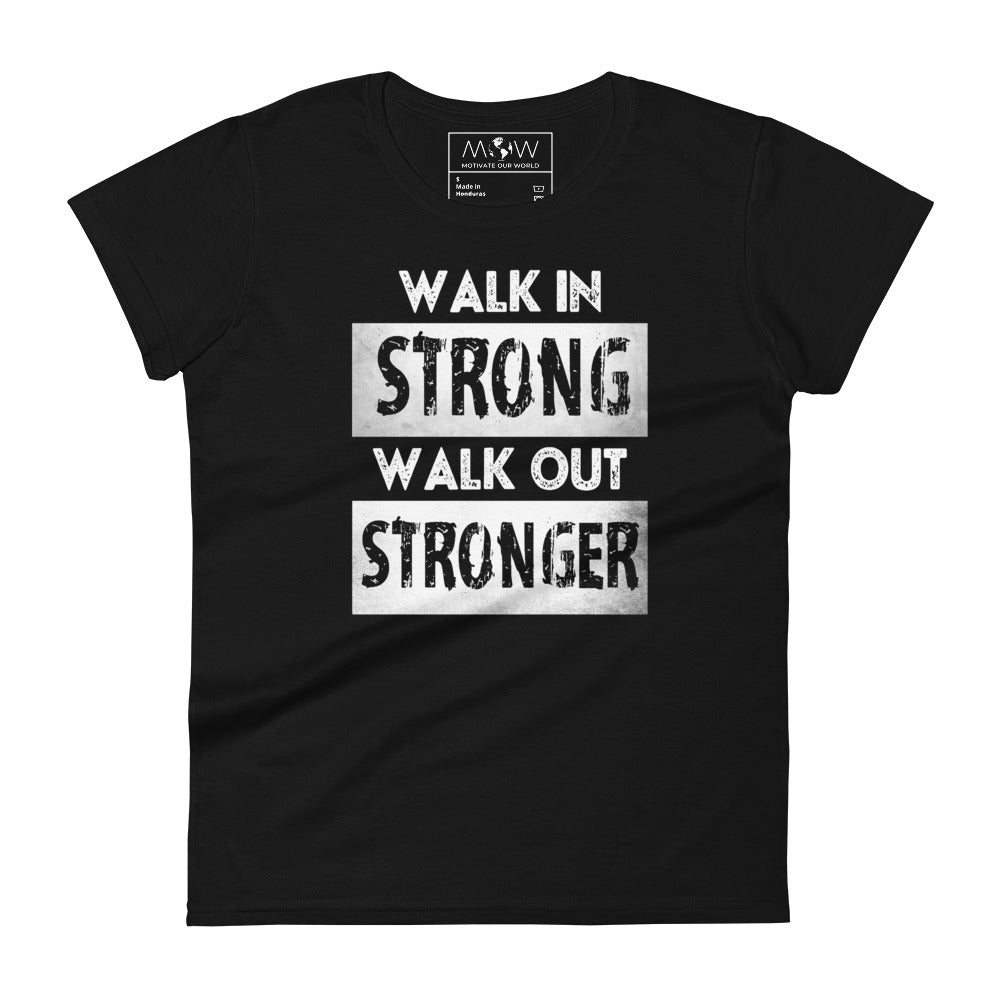Strong Stronger Women’s Motivational Black T-Shirt