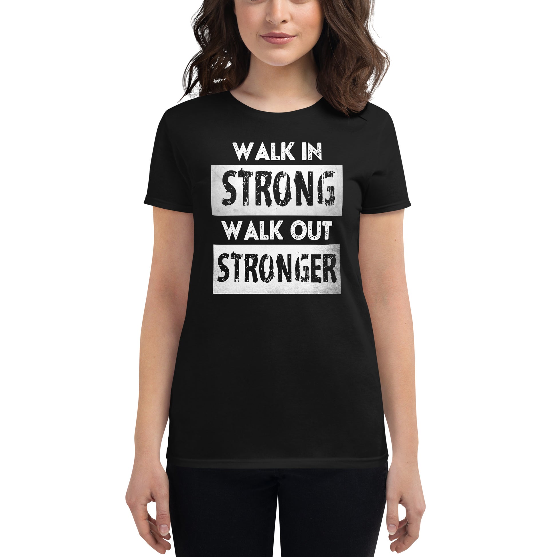 Strong Stronger Women’s Motivational Black T-Shirt