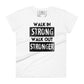 Strong Stronger Women’s Motivational White T-Shirt