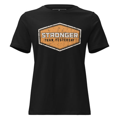Stronger Than Yesterday Black Motivational Women’s T-Shirt