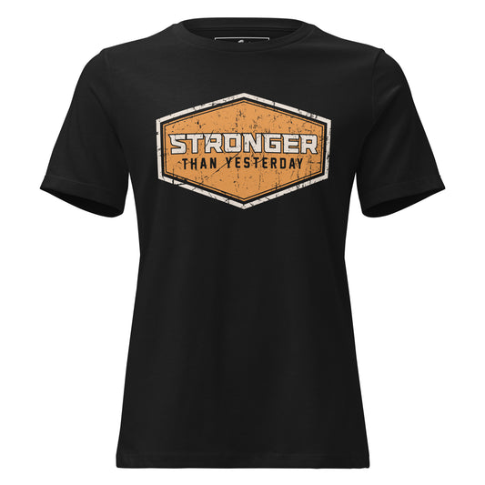 Stronger Than Yesterday Black Motivational Women’s T-Shirt