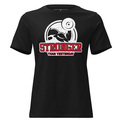 Stronger Than Yesterday Flex Black Motivational Women’s T-Shirt