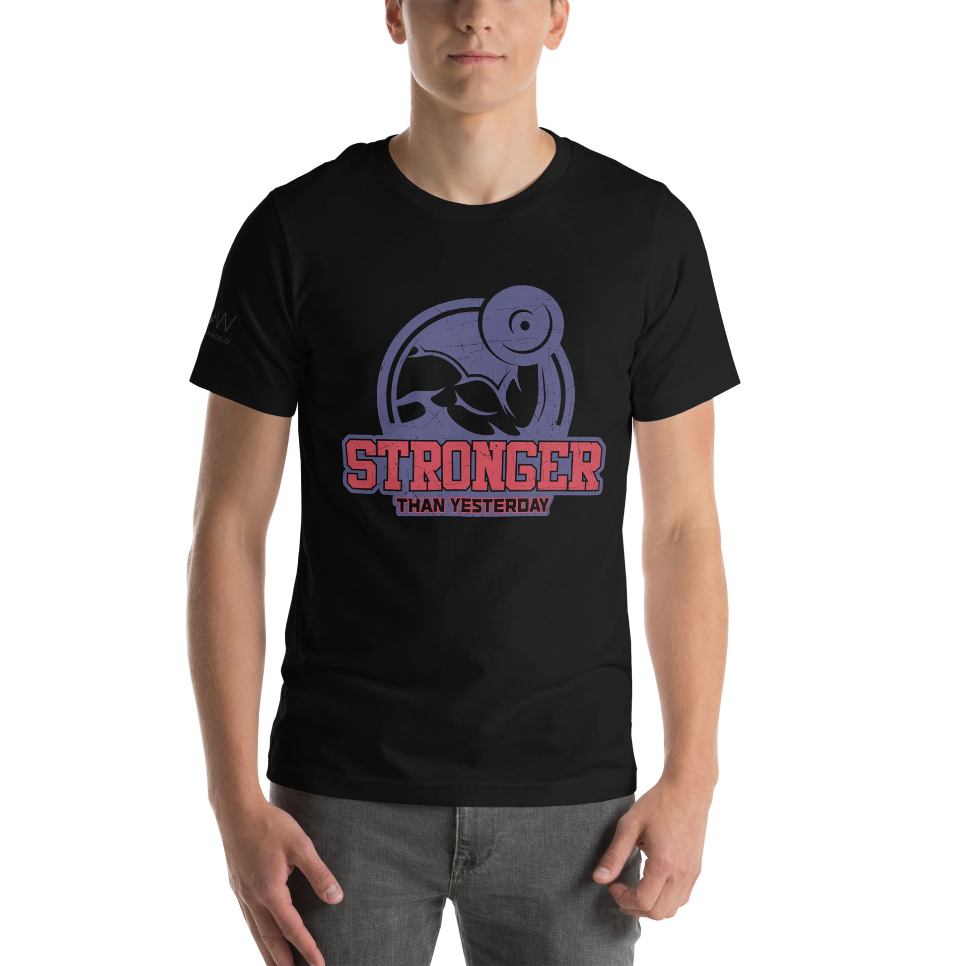 Stronger Than Yesterday Flex Men's Motivational Black T-Shirt