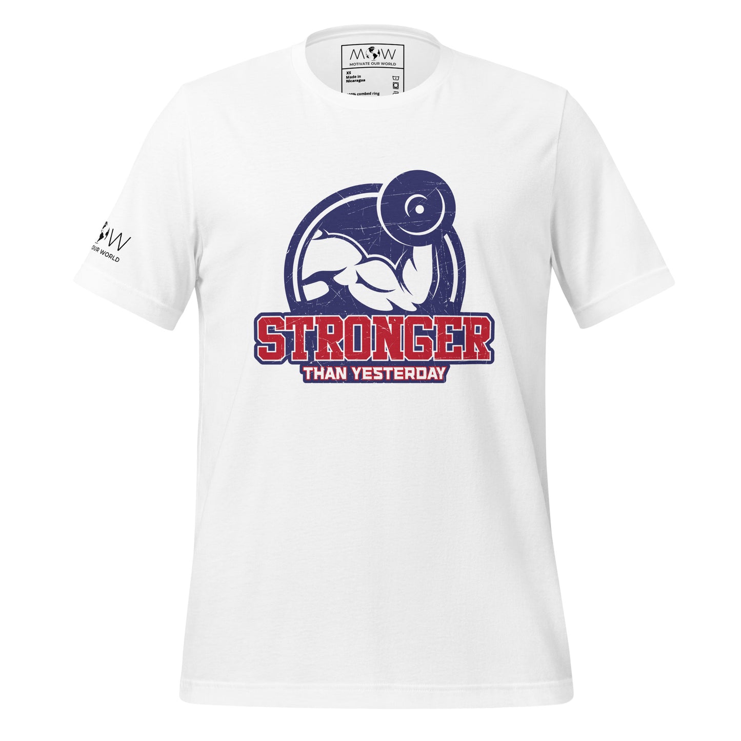 Stronger Than Yesterday Flex Men's Motivational White T-Shirt