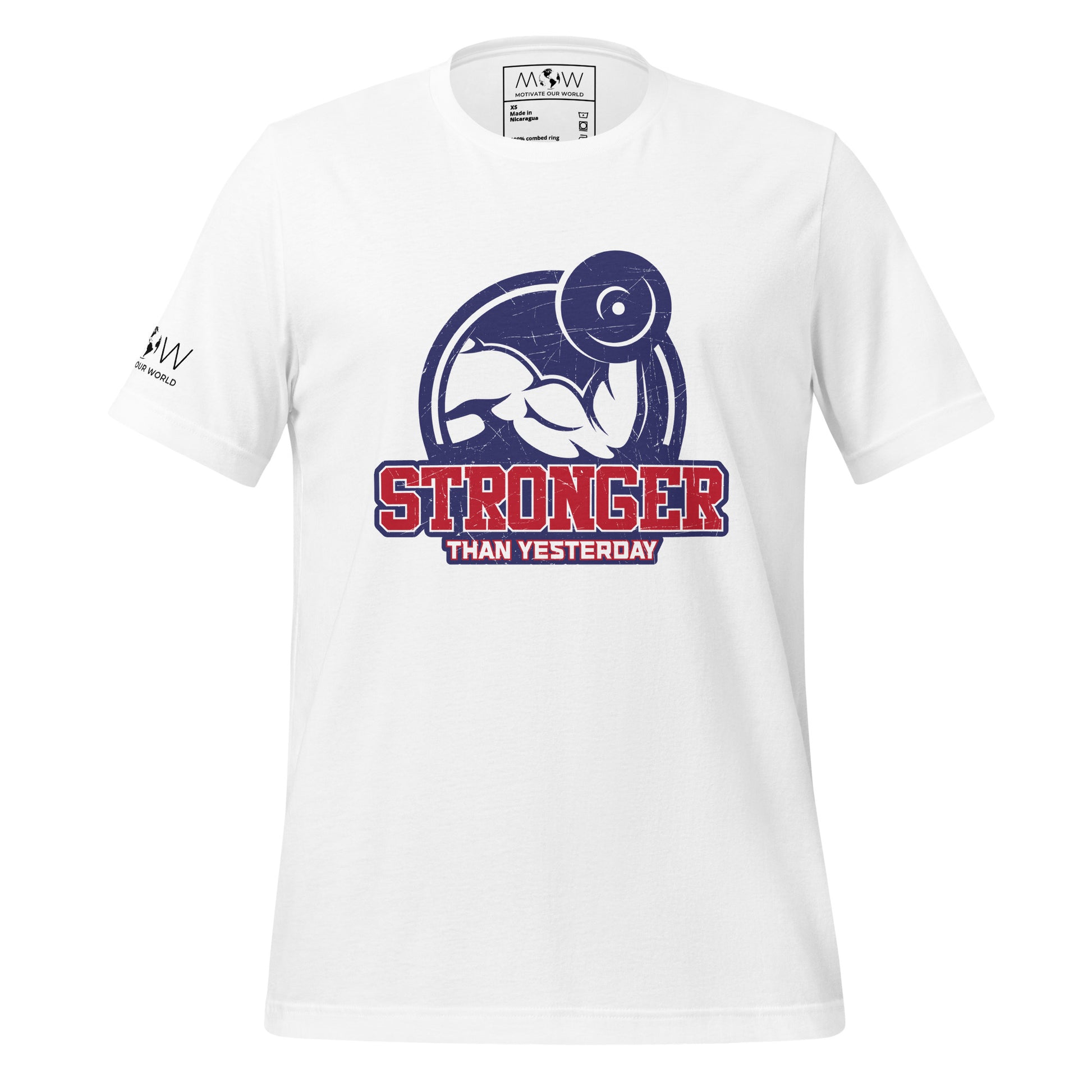 Stronger Than Yesterday Flex Men's Motivational White T-Shirt