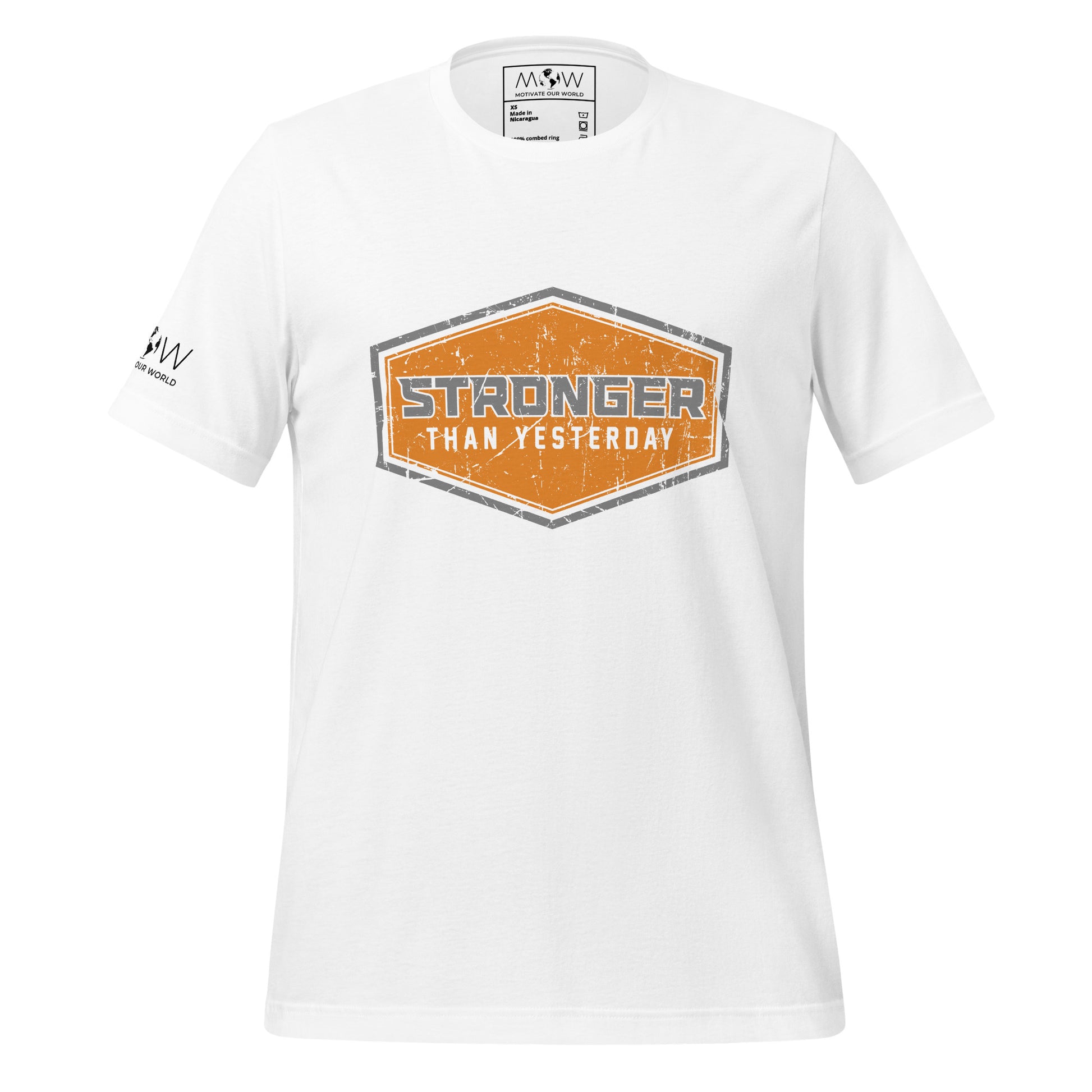 Stronger Than Yesterday Men's Motivational White T-Shirt