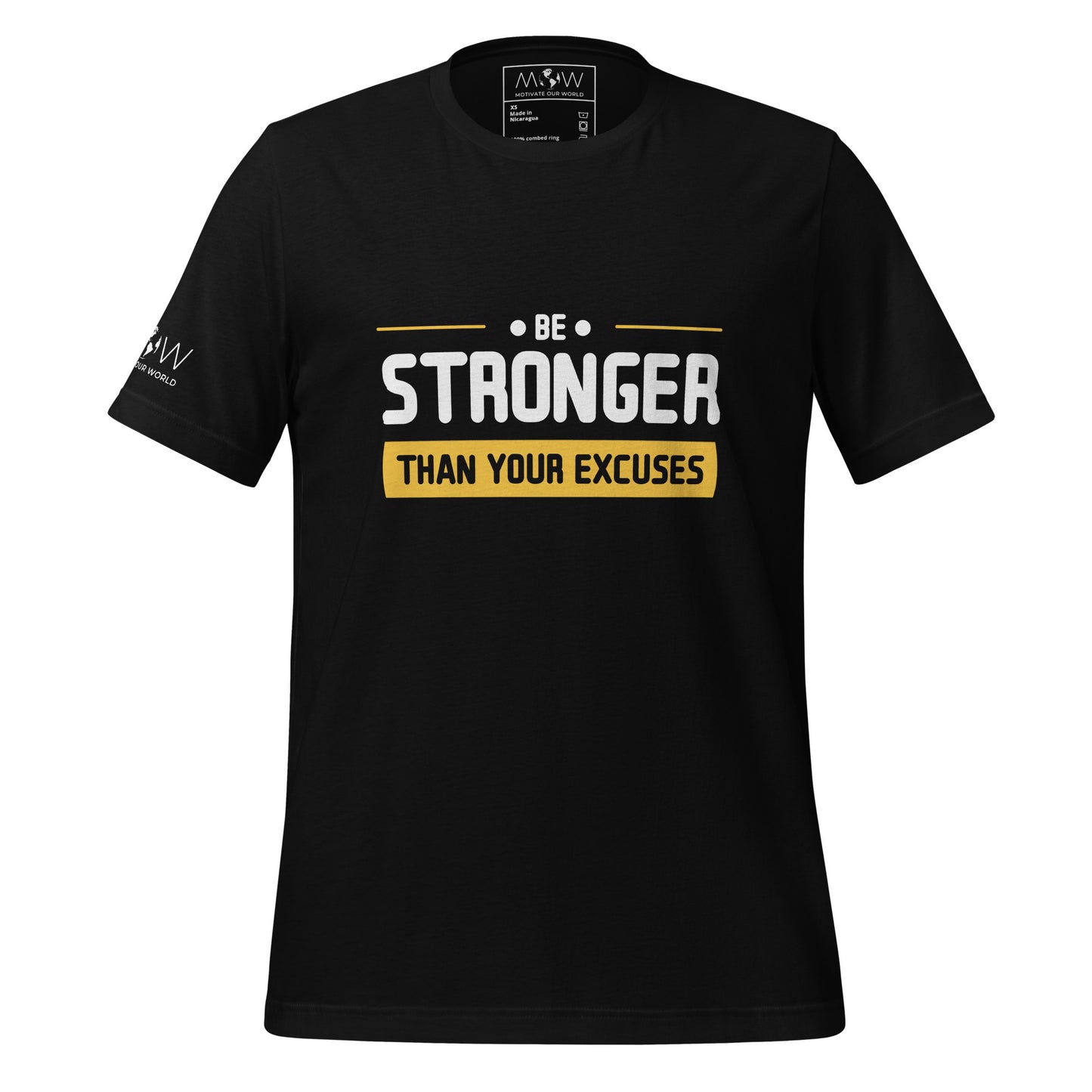 Stronger Than Your Excuses Men's Motivational Black T-Shirt