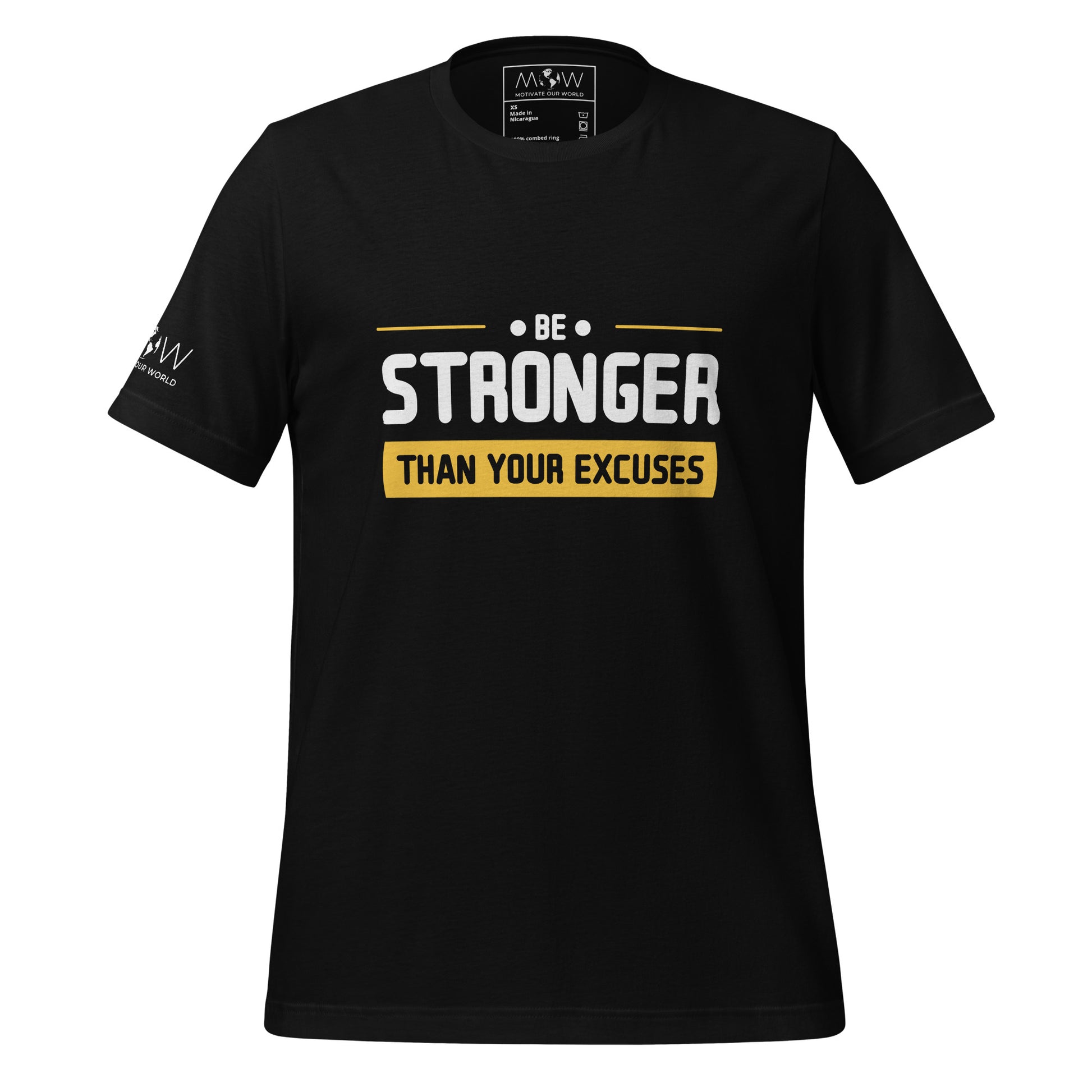 Stronger Than Your Excuses Men's Motivational Black T-Shirt