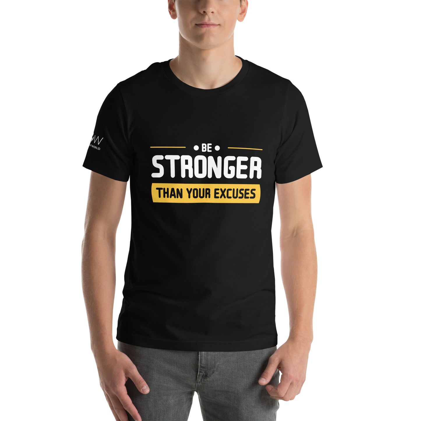 Stronger Than Your Excuses Men's Motivational Black T-Shirt