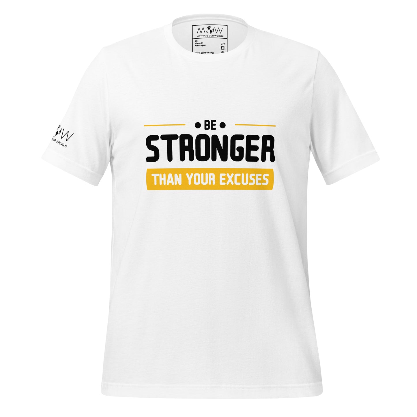 Stronger Than Your Excuses Men's Motivational White T-Shirt