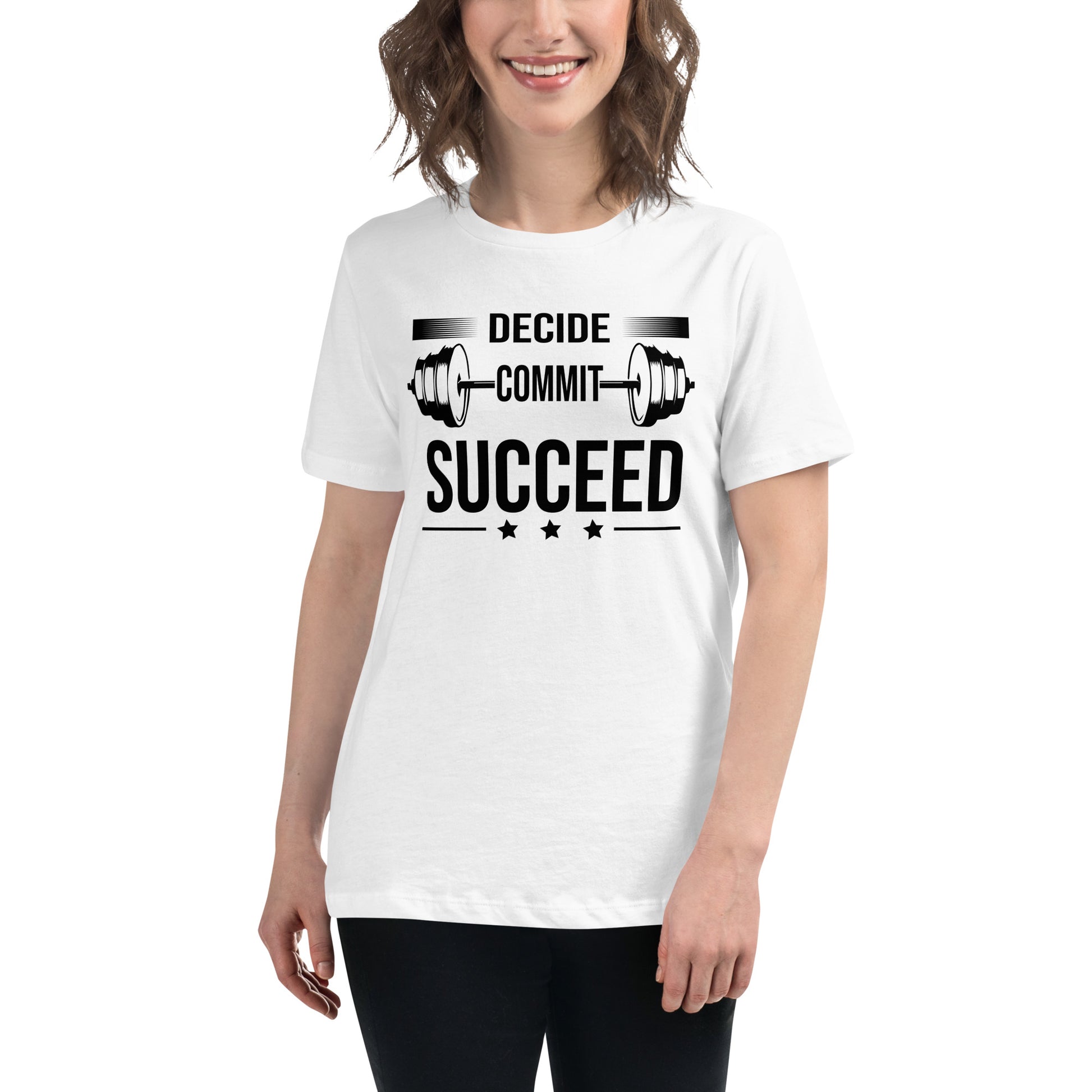 Succeed White Motivational Women’s T-Shirt Lifestyle
