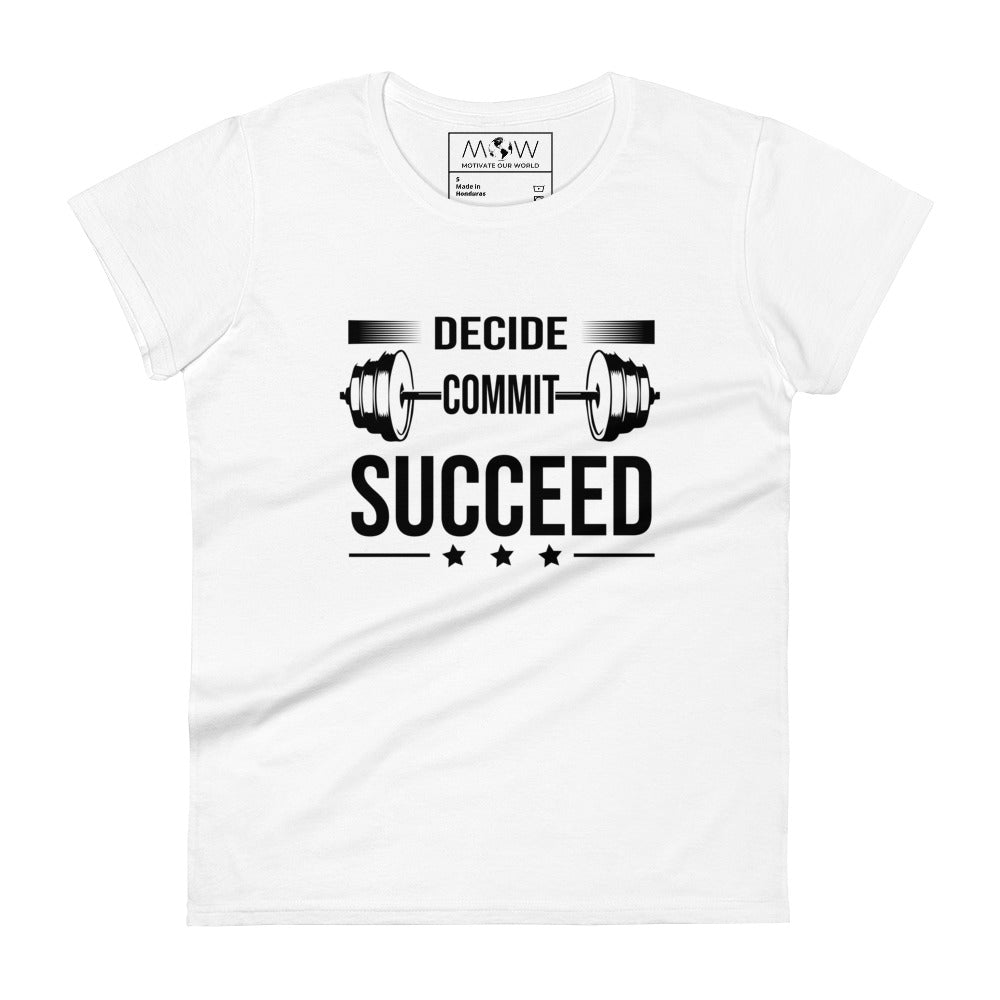 Succeed Women's Motivational White T-Shirt