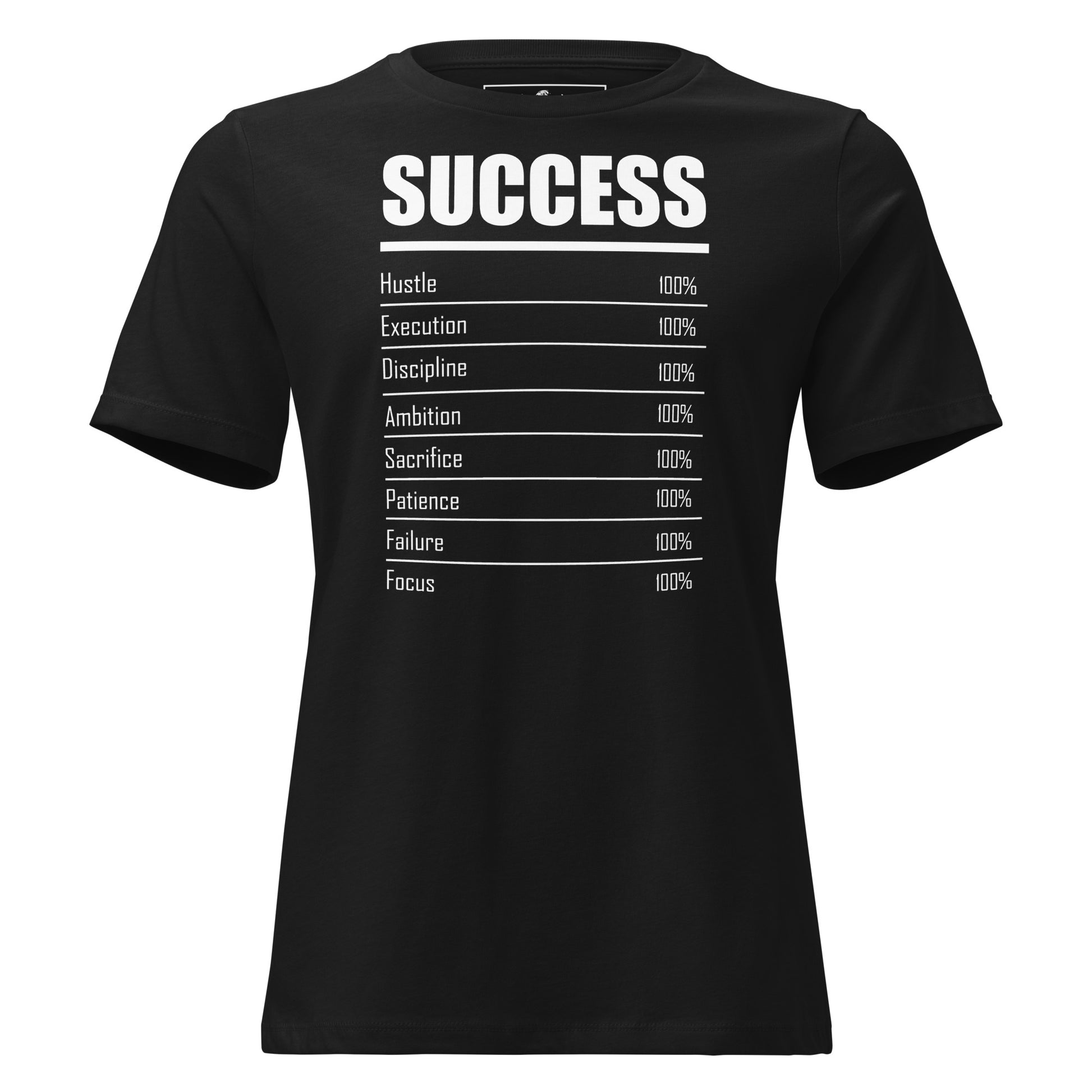 Success 100% Mindset Black Motivational Women’s T-Shirt