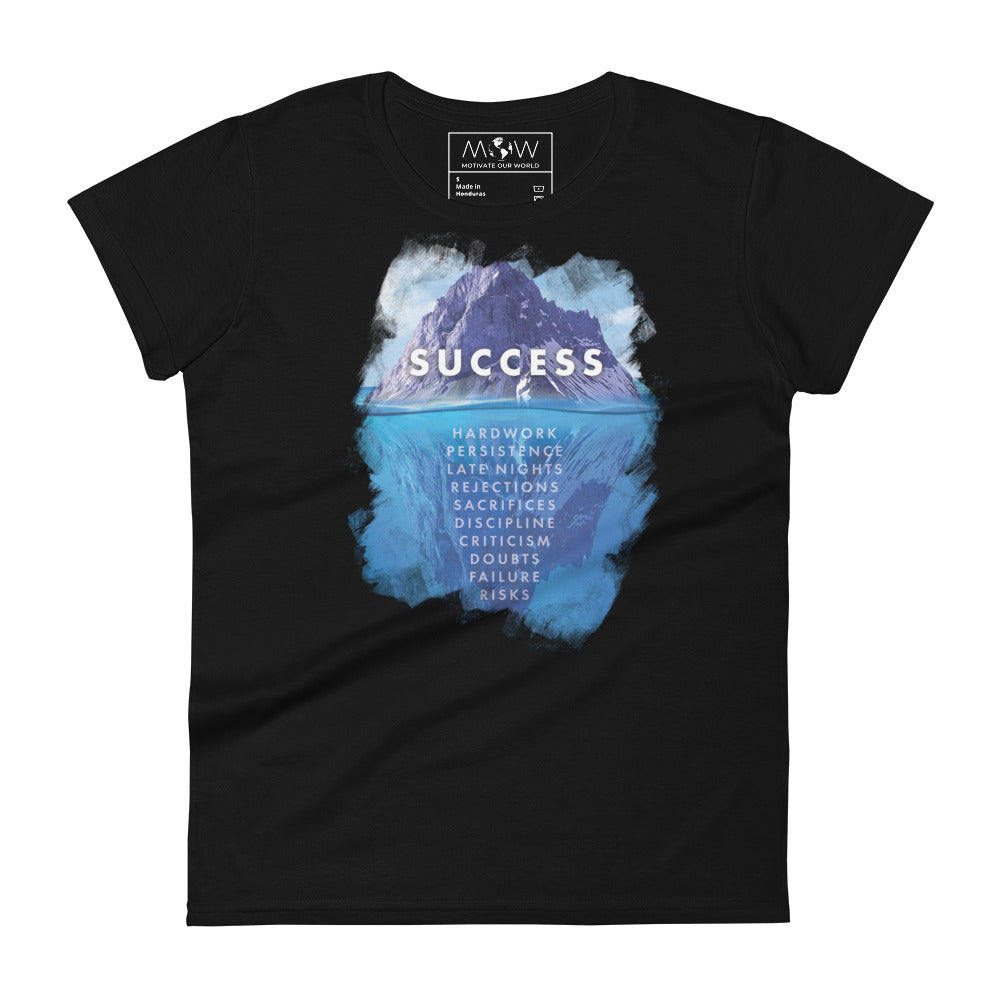 Success Iceberg Women’s Motivational Black T-Shirt