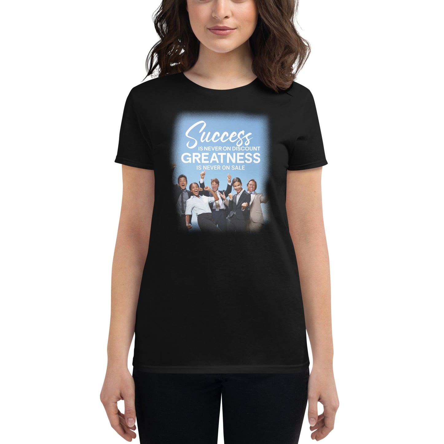 Success Is Never on Discount Women’s Motivational Black T-Shirt