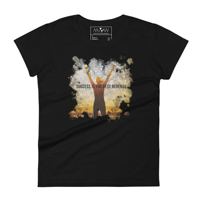 Success Is The Best Revenge Sunset Women’s Motivational Black T-Shirt