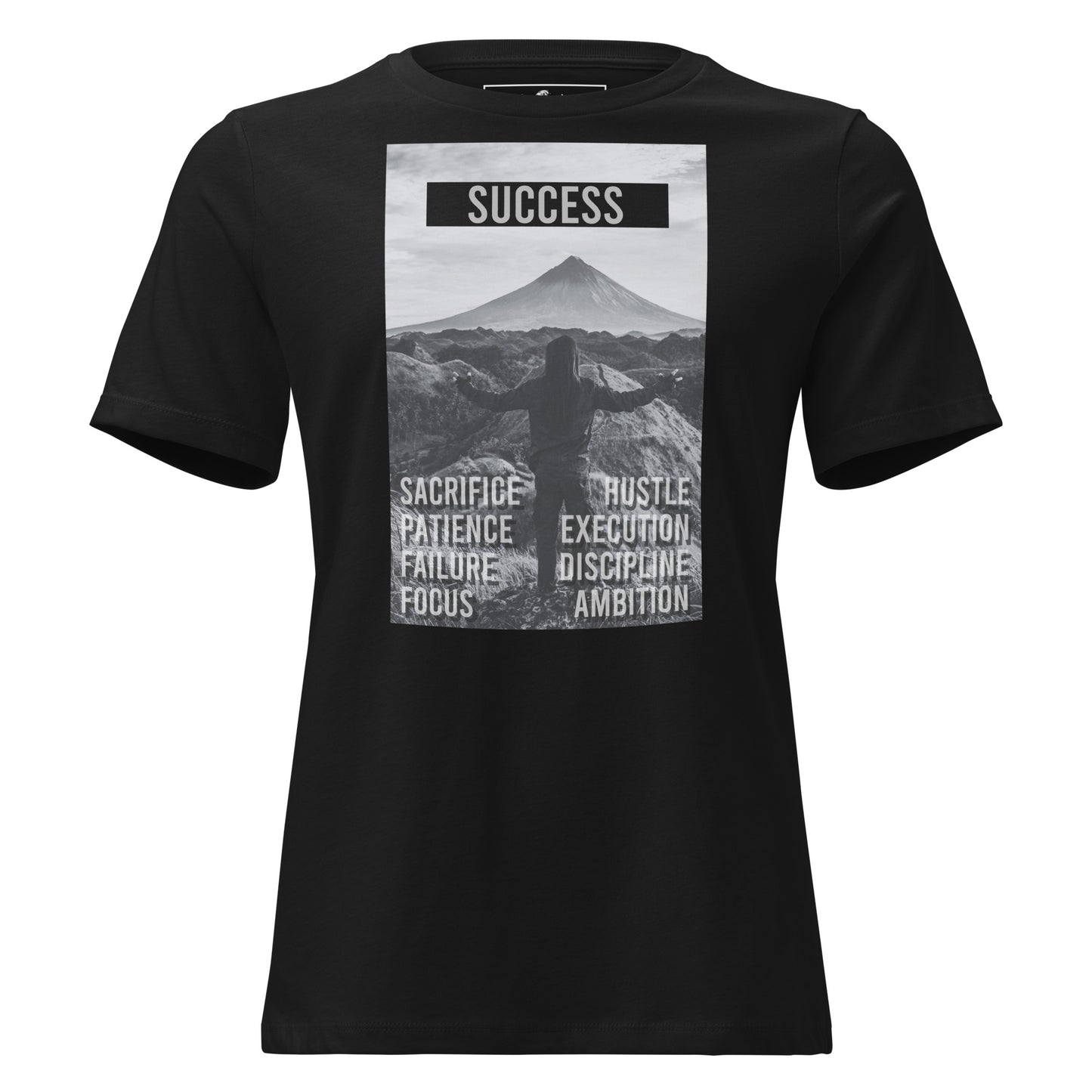 Success Mountain Vision Black Motivational Women’s T-Shirt