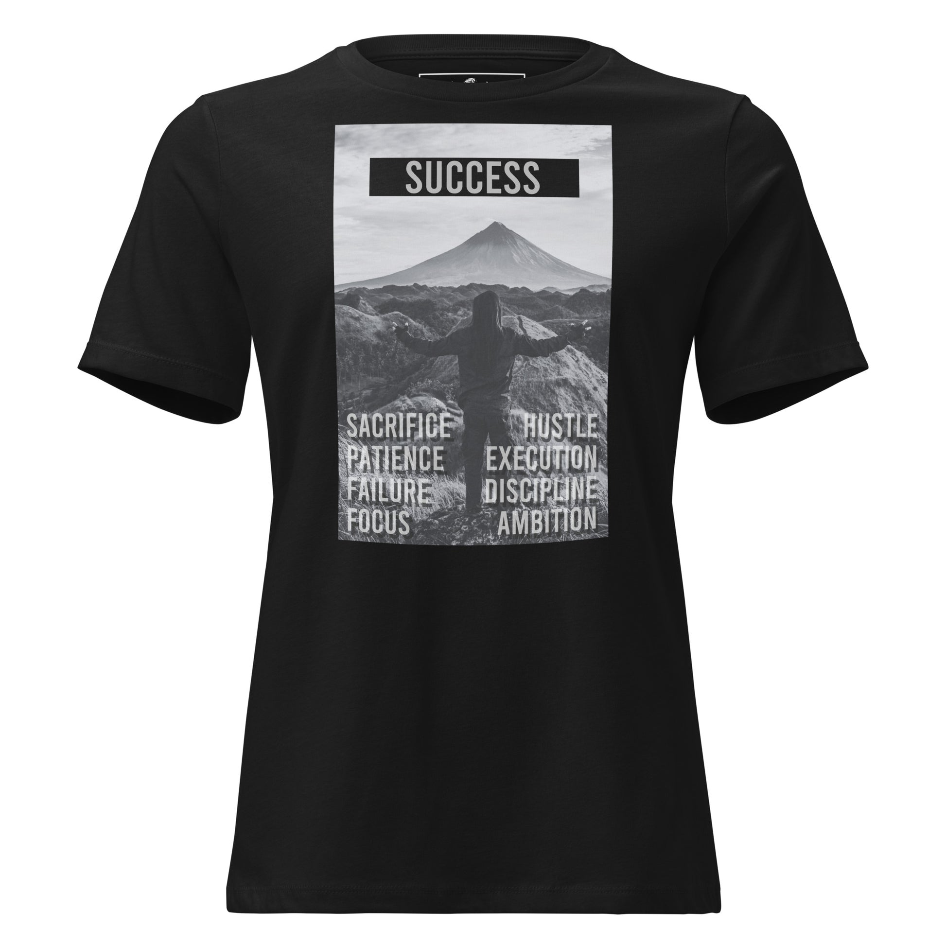 Success Mountain Vision Black Motivational Women’s T-Shirt