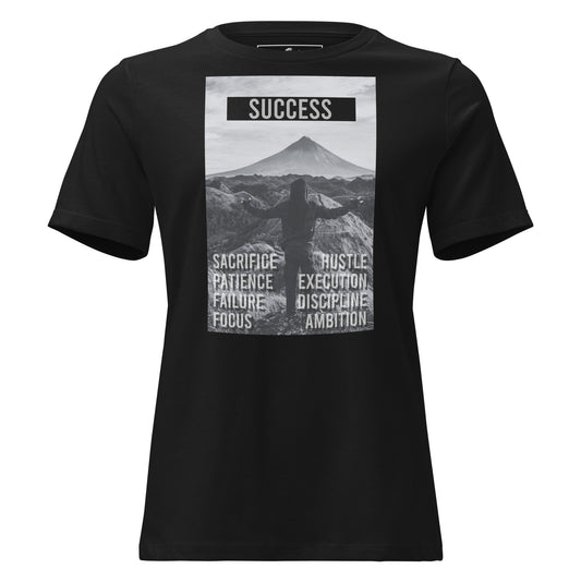 Success Mountain Vision Black Motivational Women’s T-Shirt