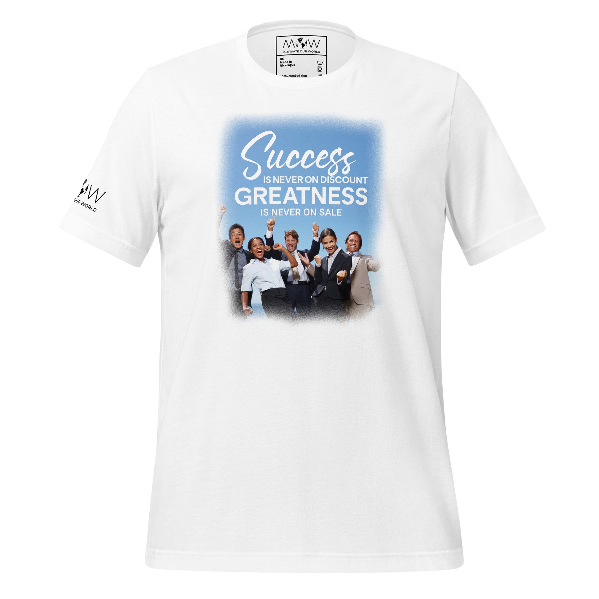 Success is Never on Discount Men's Motivational White T-Shirt
