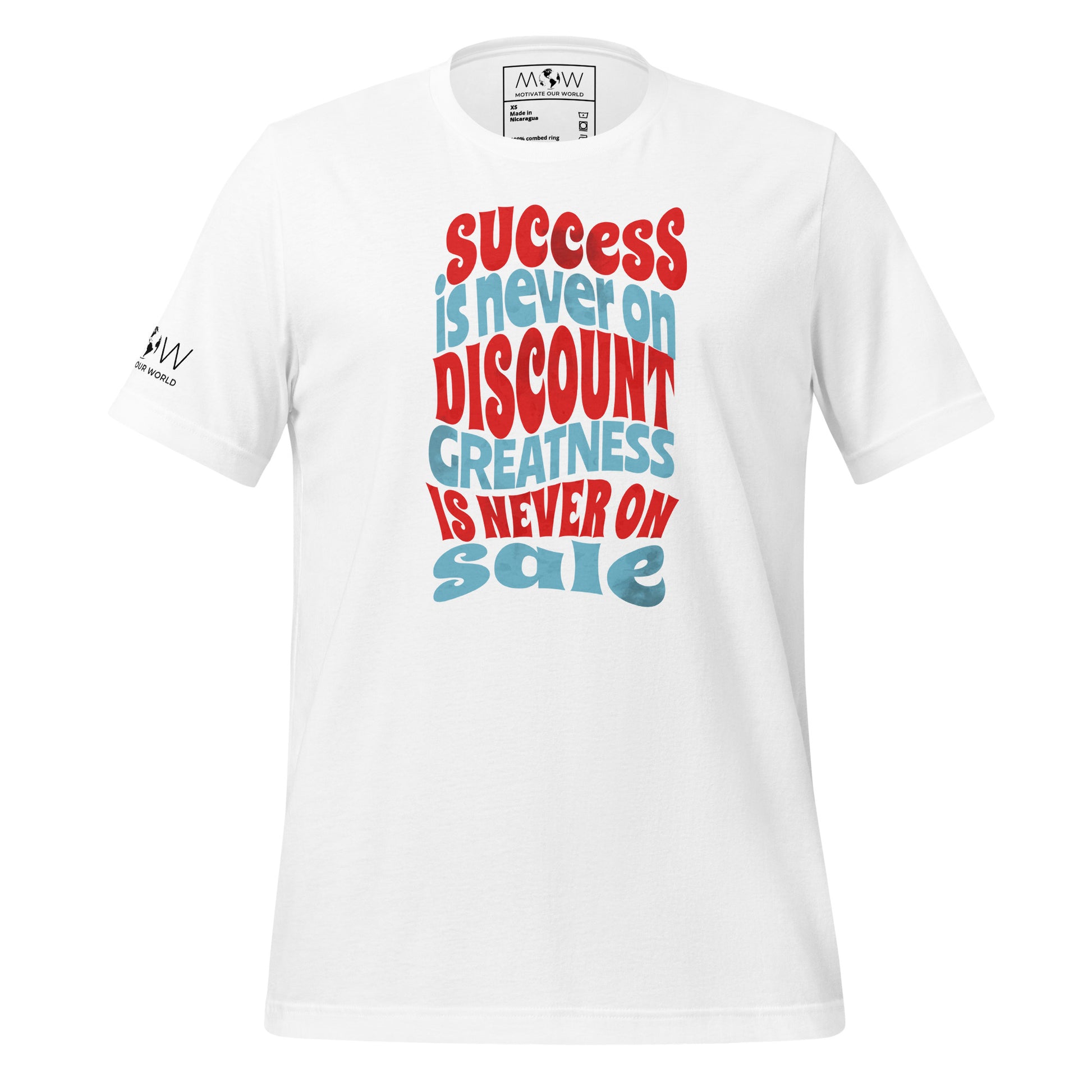 Success is Never on Discount Men's Motivational White T-Shirt