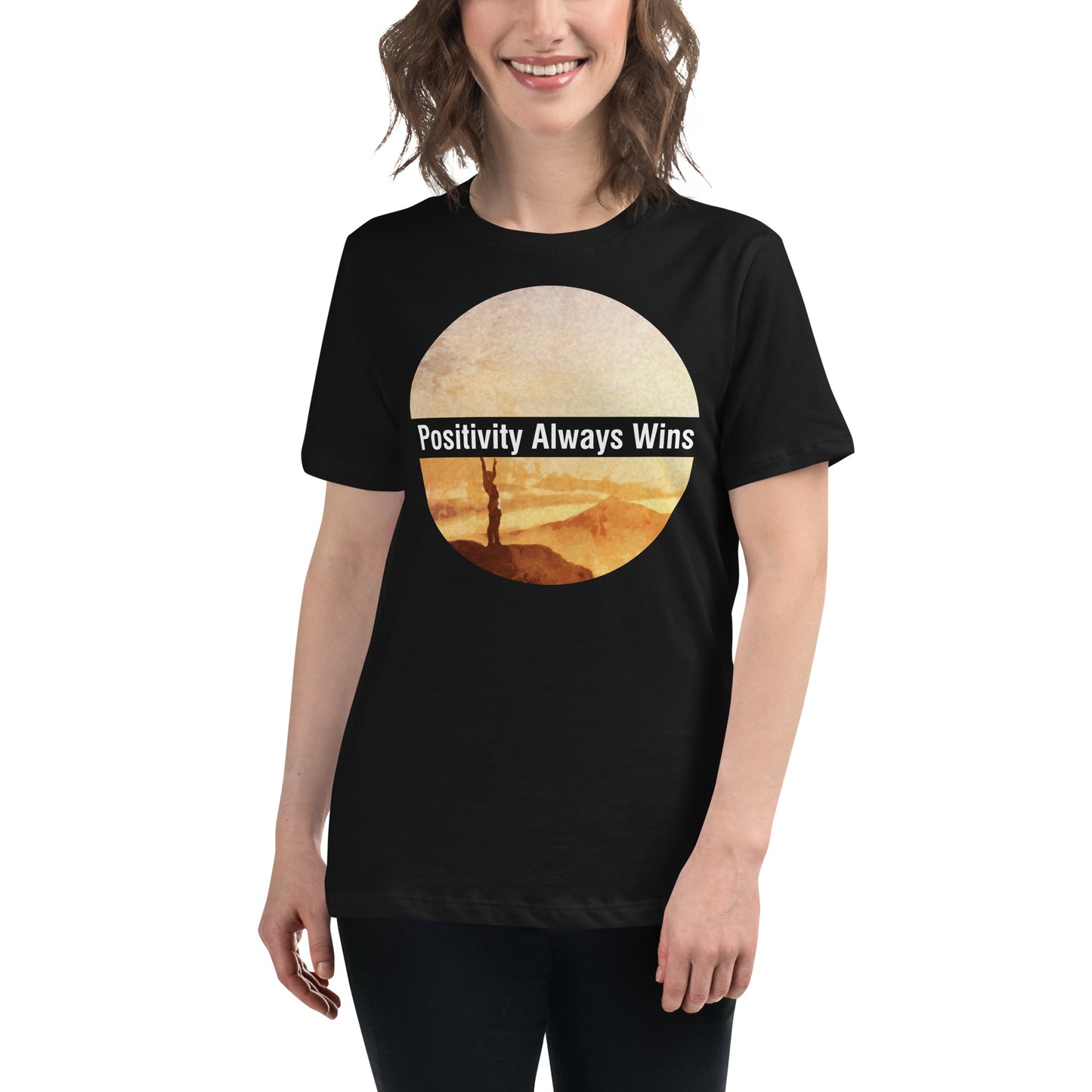 Sunrise Positivity Black Motivational Women’s T-Shirt Lifestyle