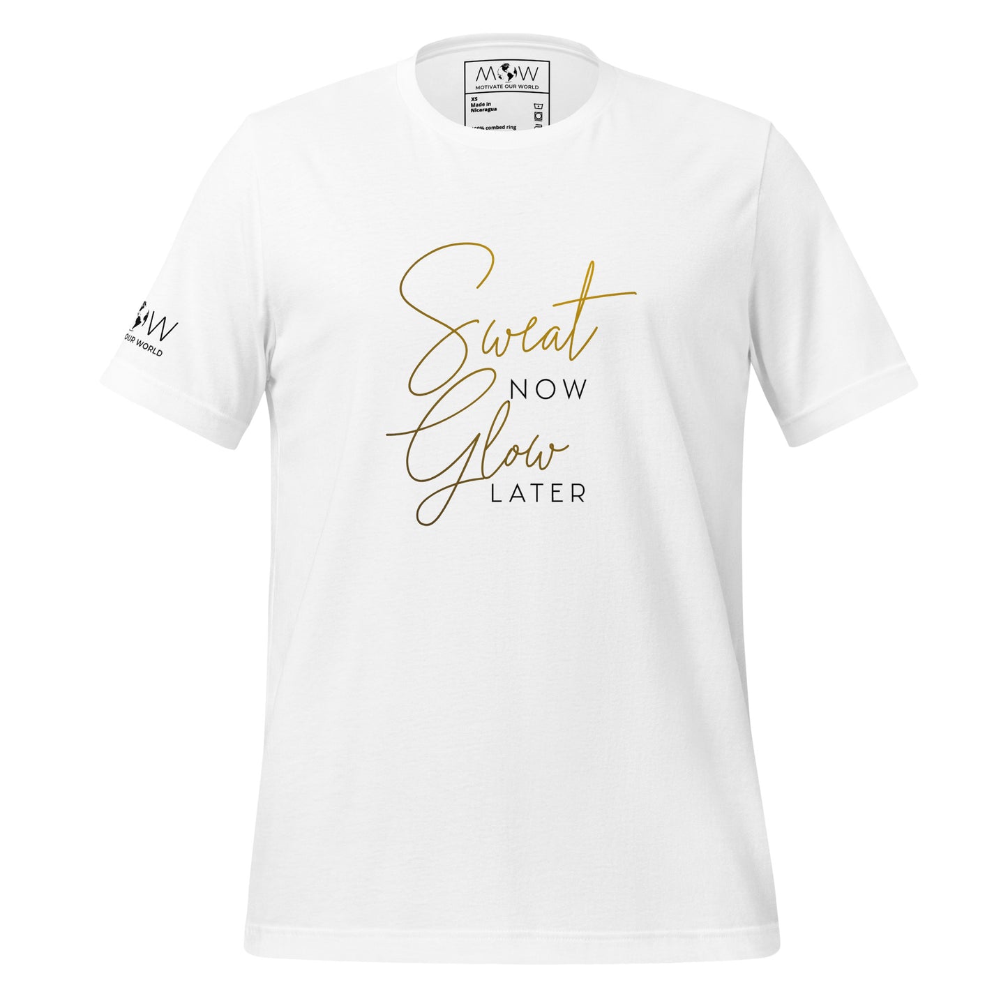 Sweat & Glow Men's Motivational White T-Shirt