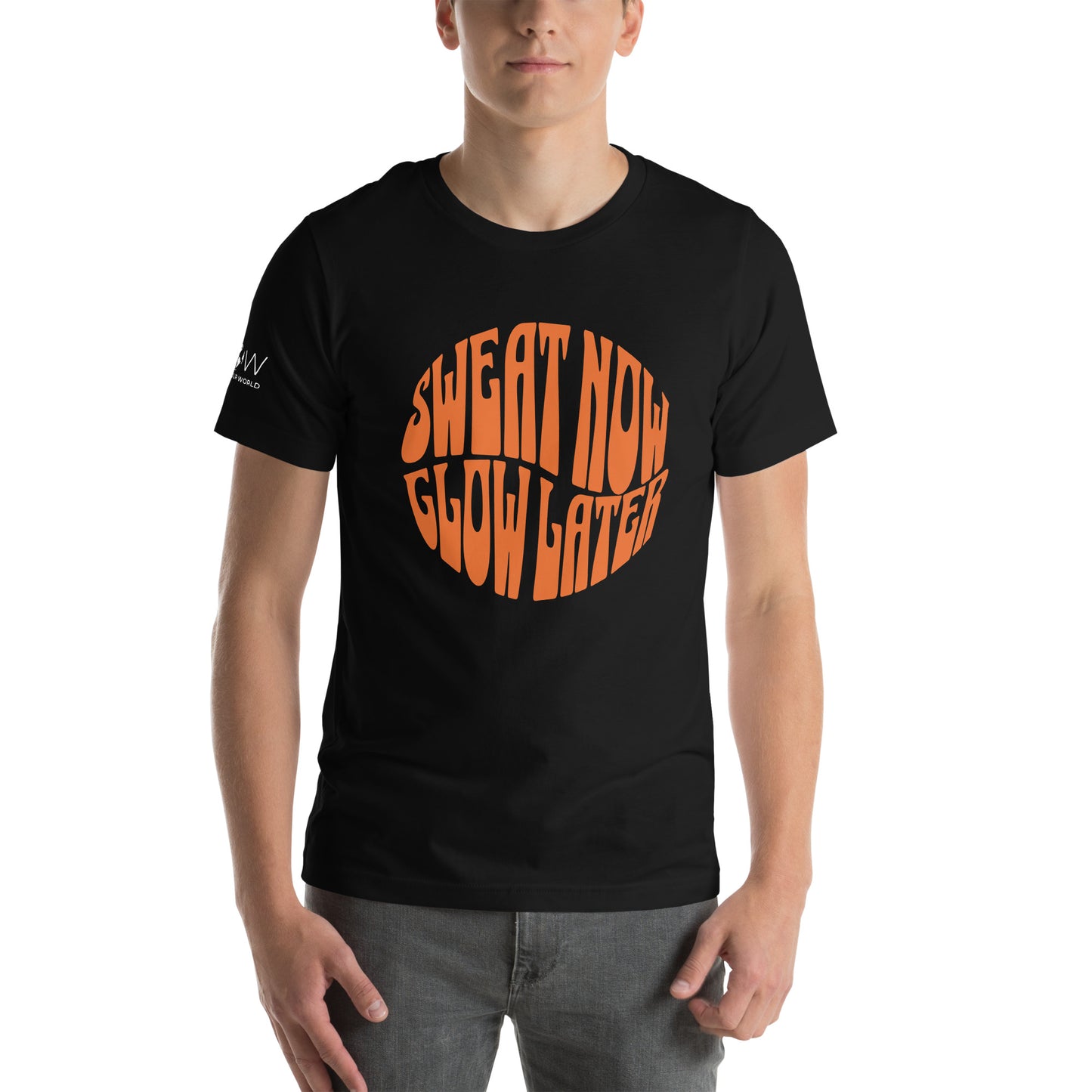 Sweat Now, Glow Later Men's Motivational Black T-Shirt
