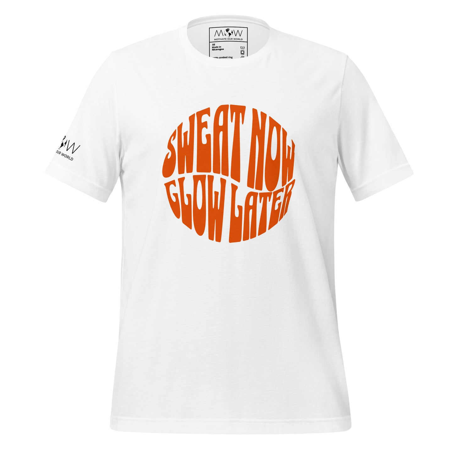 Sweat Now, Glow Later Men's Motivational White T-Shirt